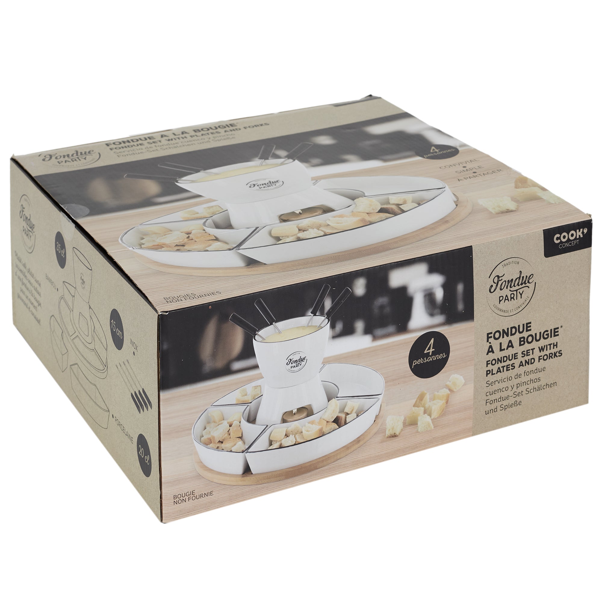 FONDUE COFFRET SUPPORT BAMBOU COUPELLE X4 ET P4