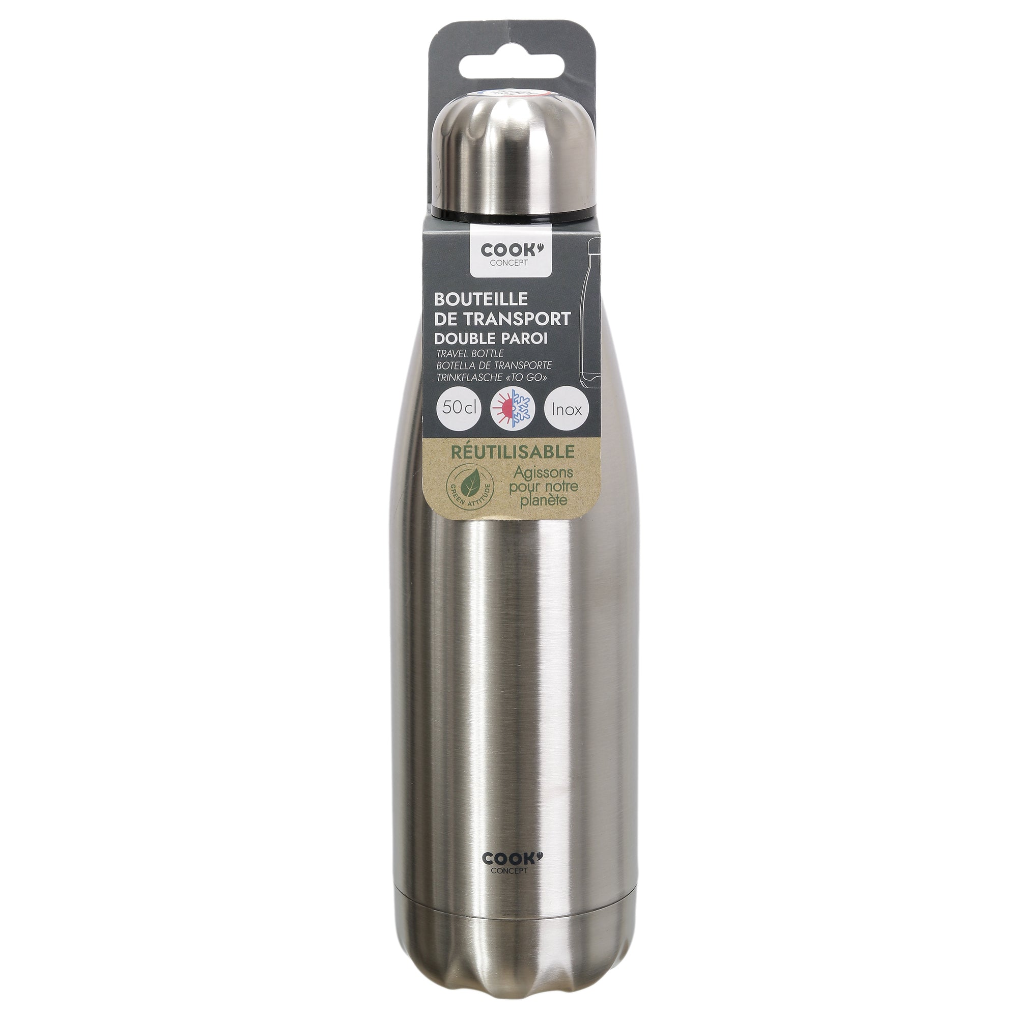 BOUTEILLE DE TRANSPORT ISOTHERME INOX 50CL