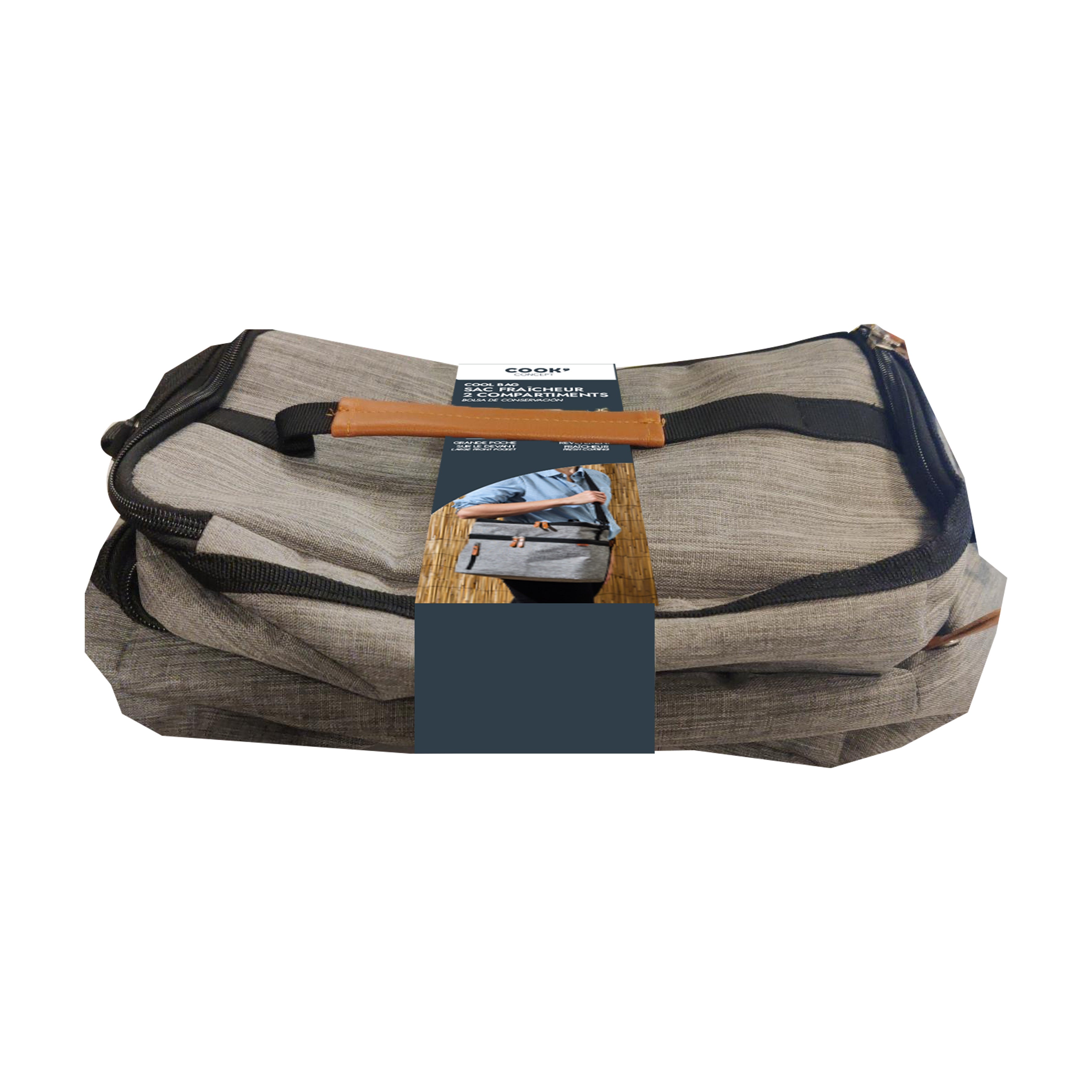 LUNCH BAG GRIS ZIPPE 26X27.5X18,5CM 10,6L