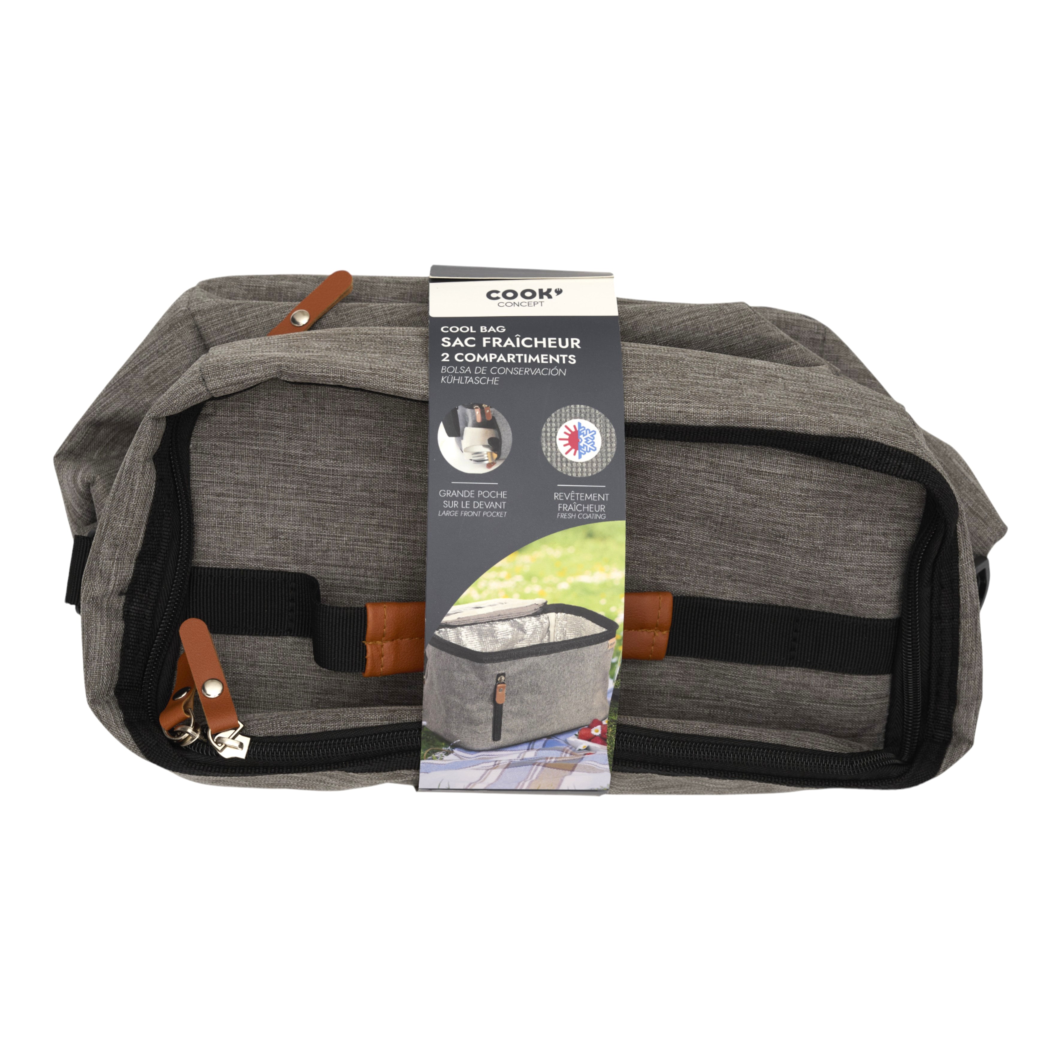 LUNCH BAG GRIS ZIPPE 26X27.5X18,5CM 10,6L