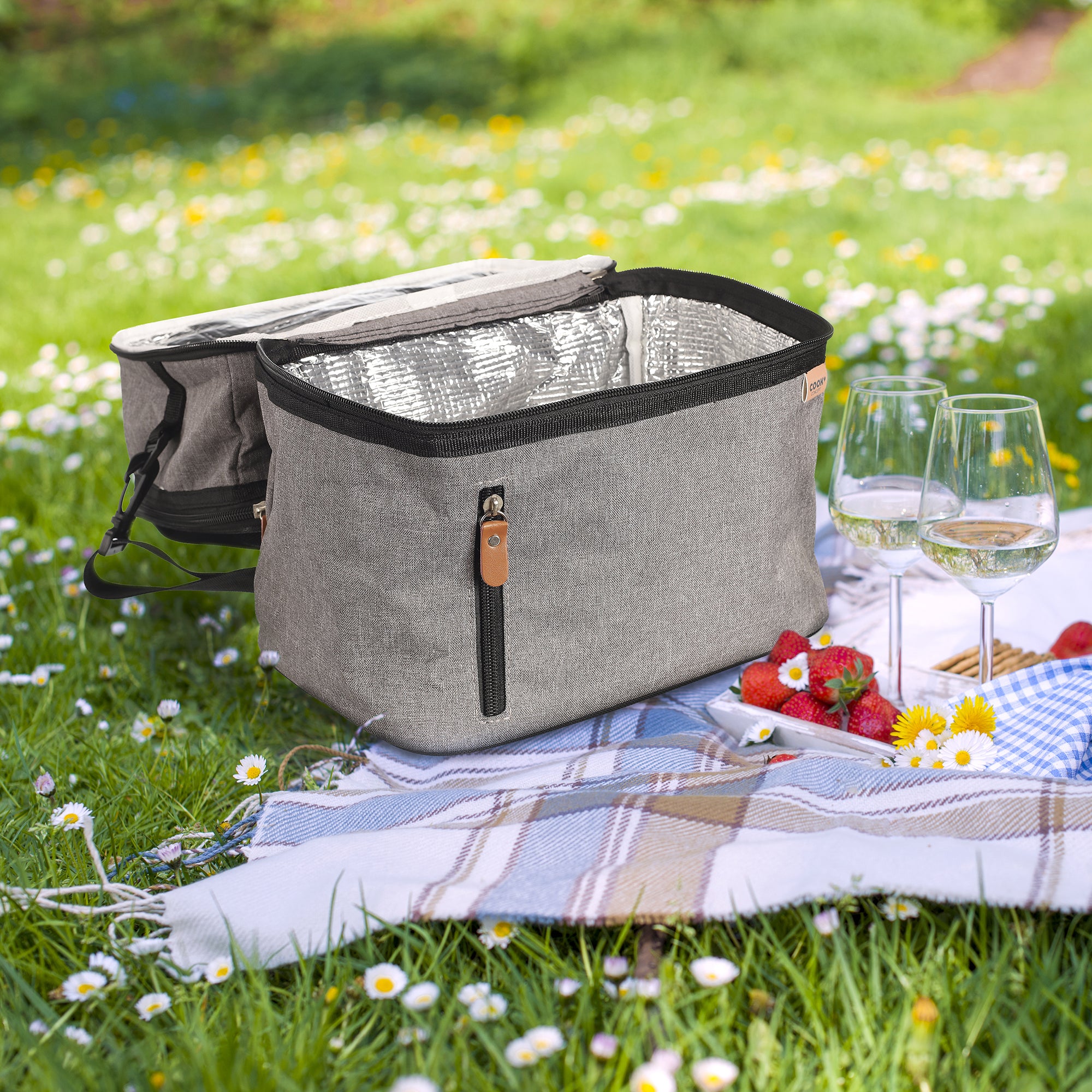 LUNCH BAG GRIS ZIPPE 26X27.5X18,5CM 10,6L