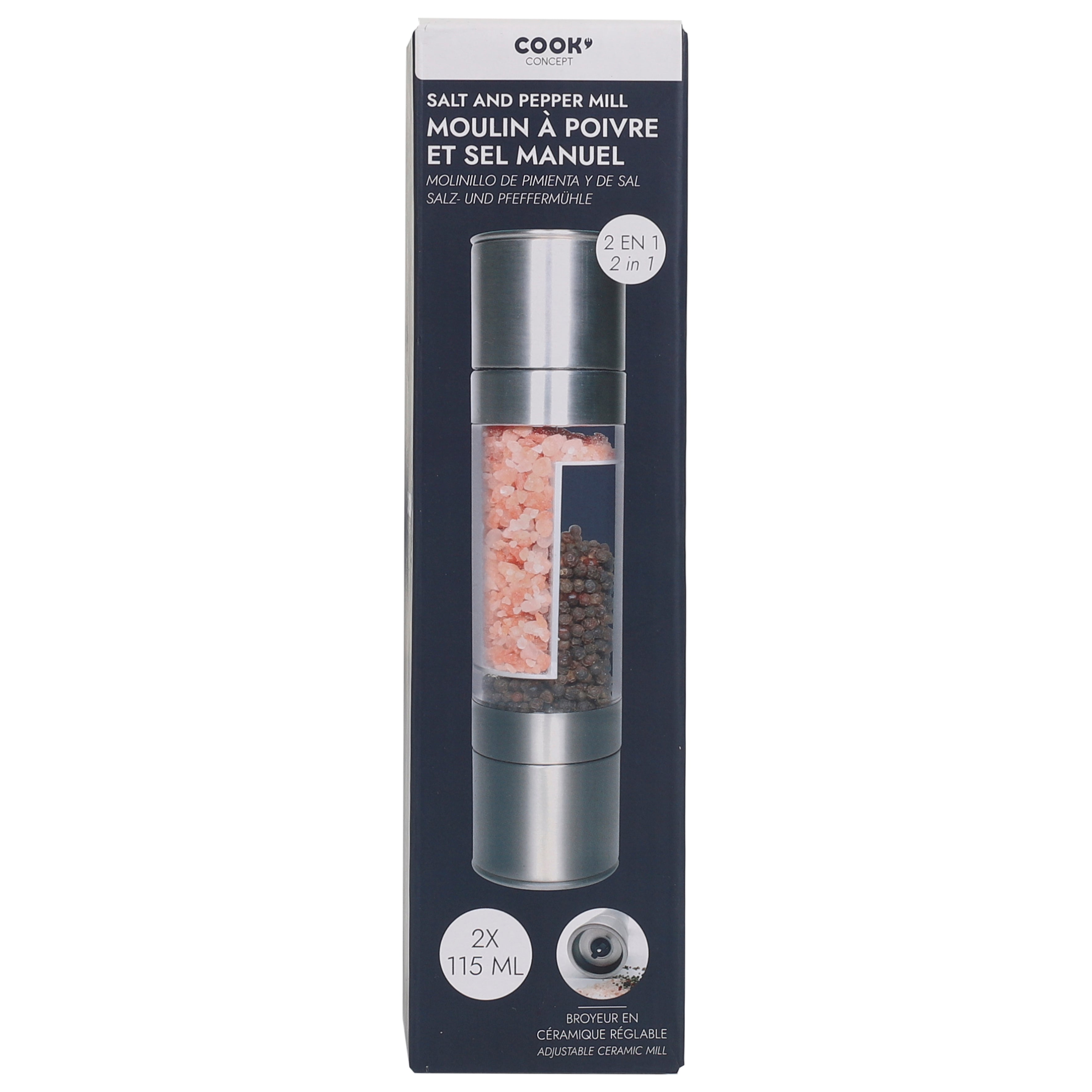 MOULIN POIVRE ET SEL INOX 2 EN 1