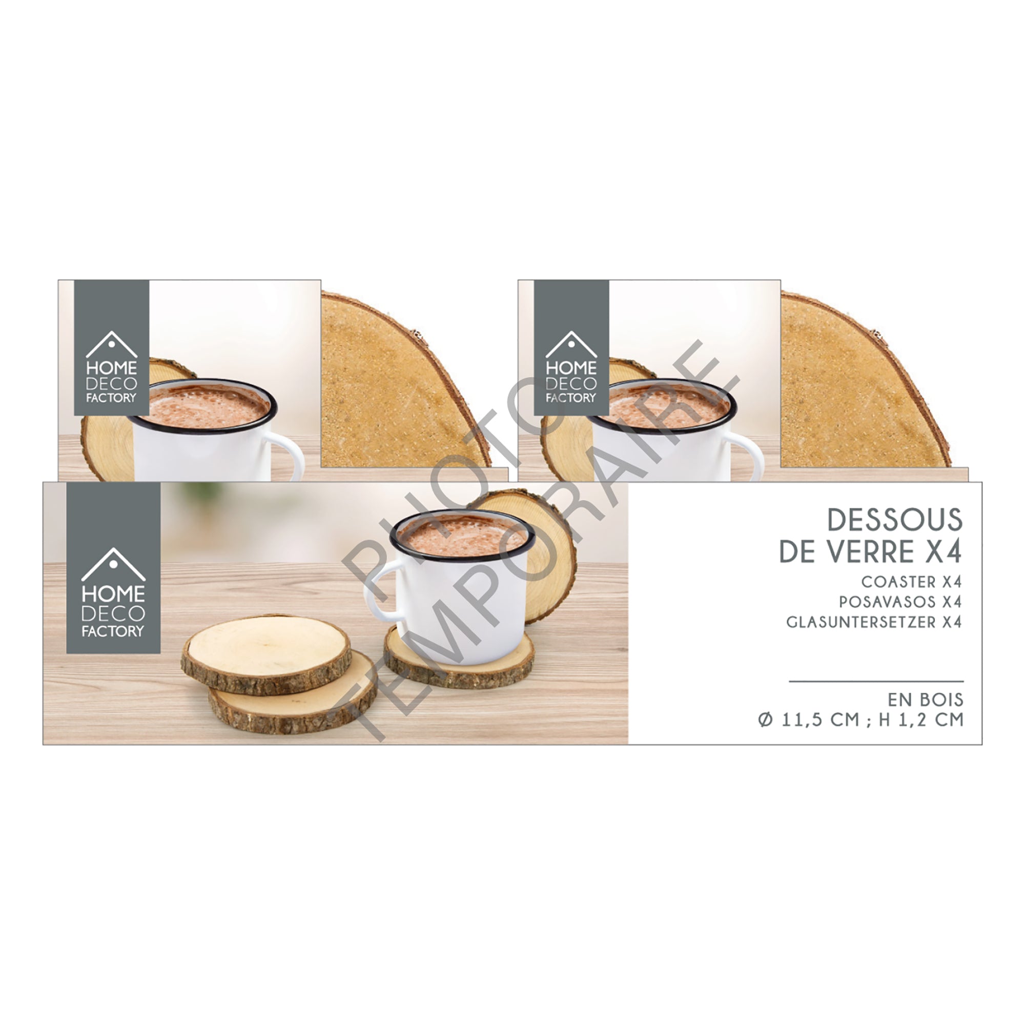 DESSOUS DE VERRE RONDIN EN BOIS X4