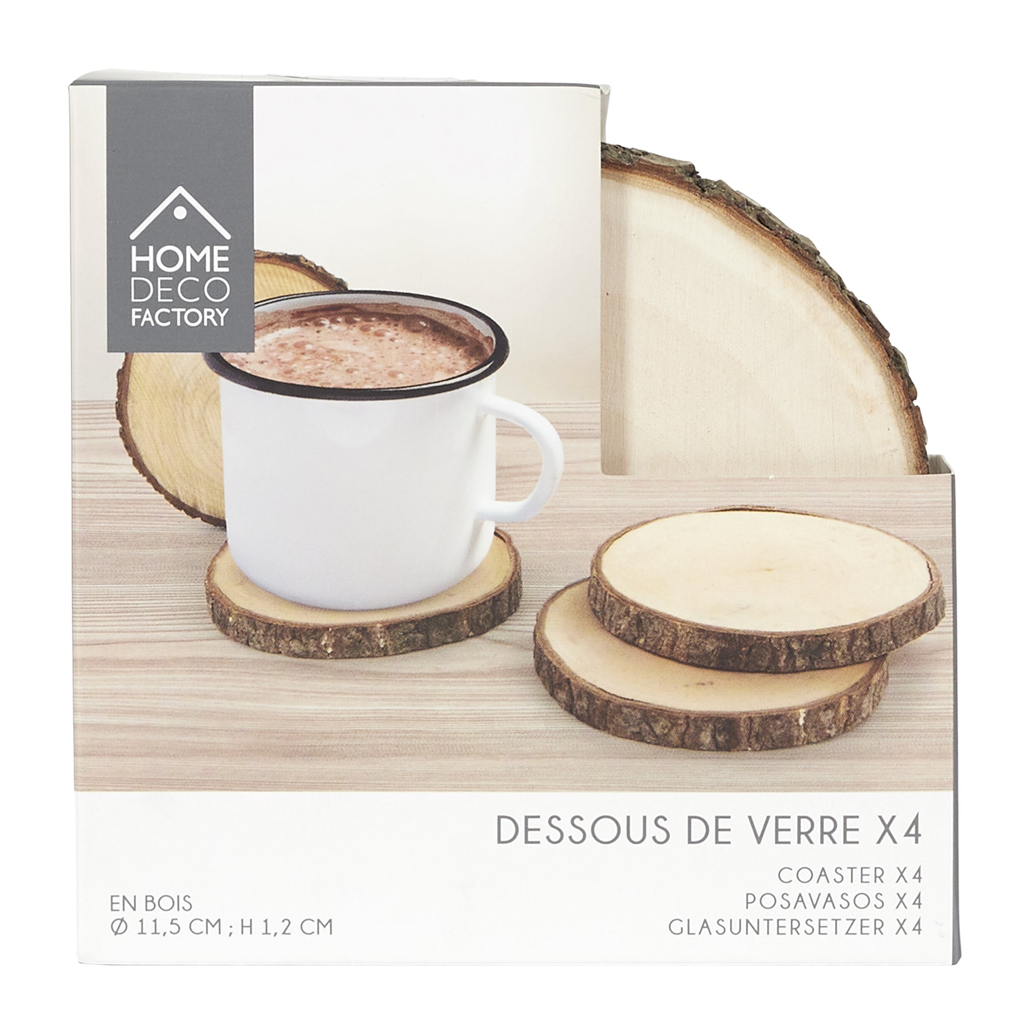DESSOUS DE VERRE RONDIN EN BOIS X4