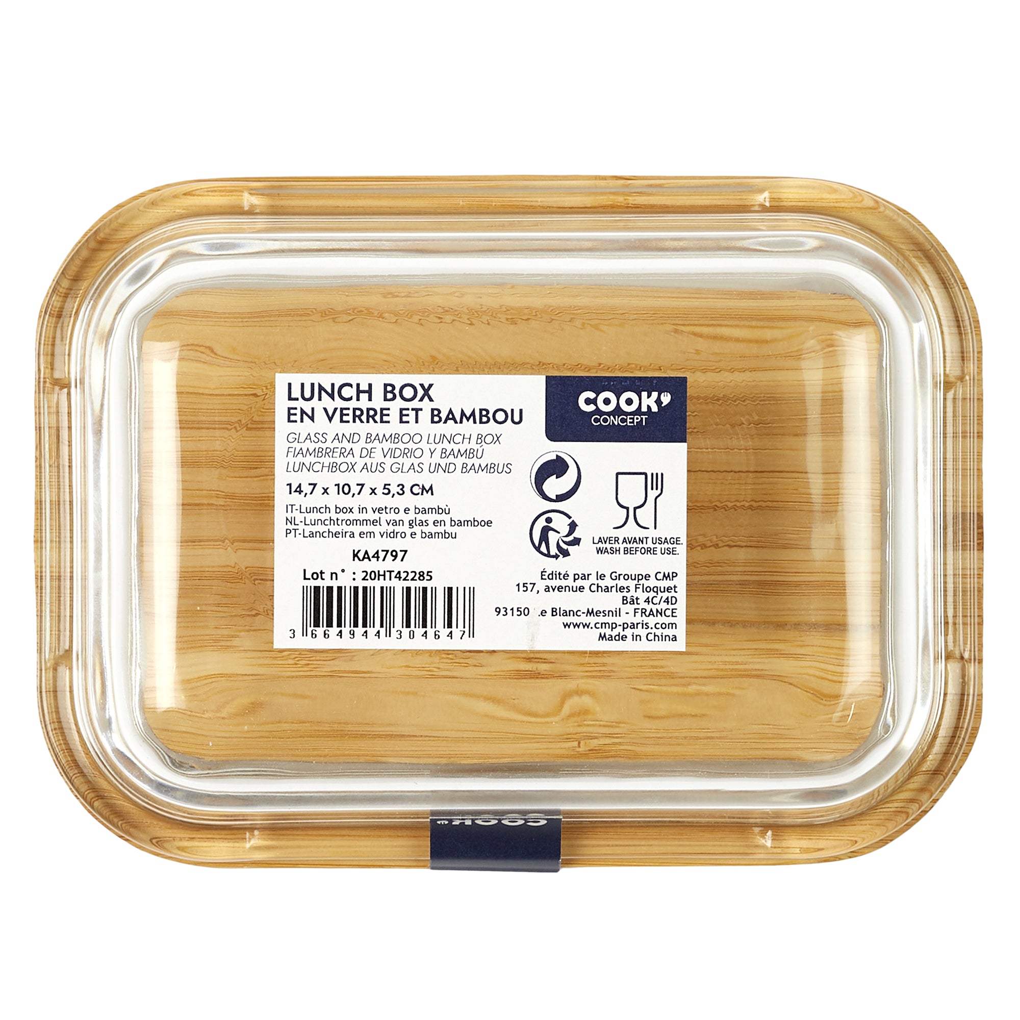 LUNCH BOX EN VERRE ET BAMBOO 32CL