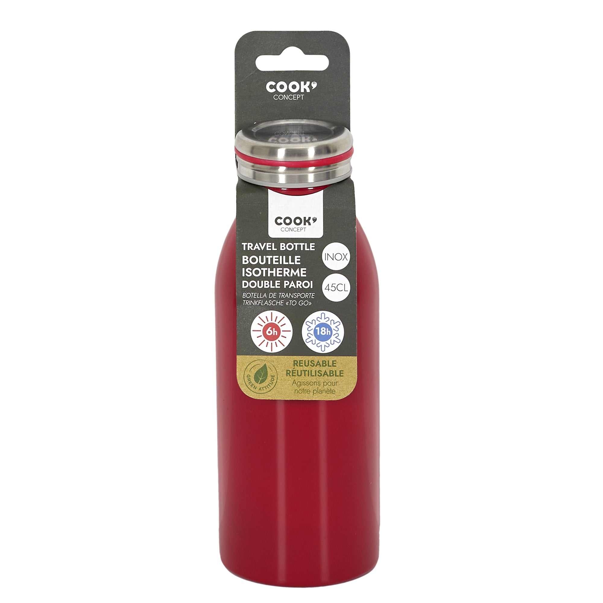 BOUTEILLE DE TRANSPORT ISOTHERME ROUGE 45CL