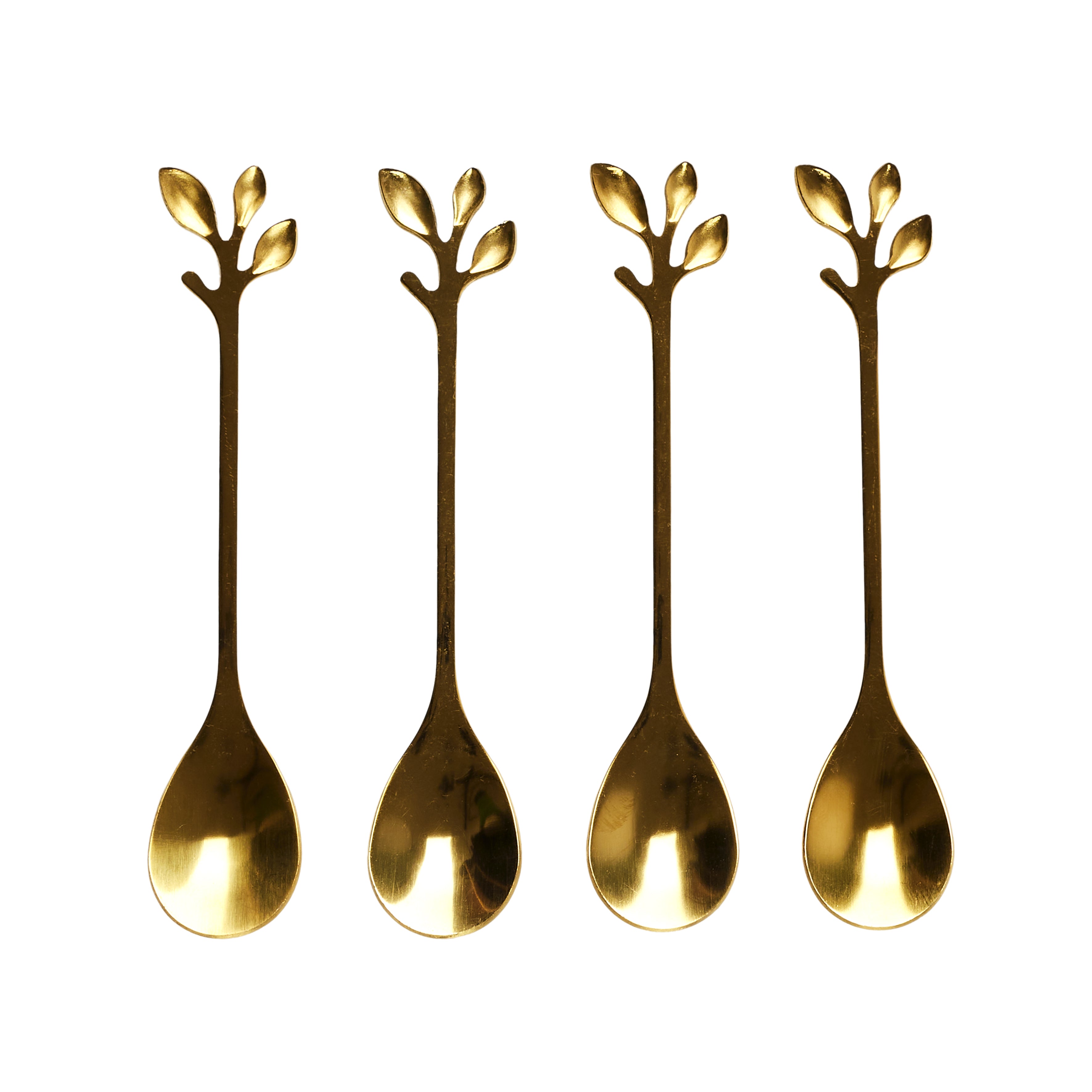 CUILLERE A CAFE FEUILLE DORE X4