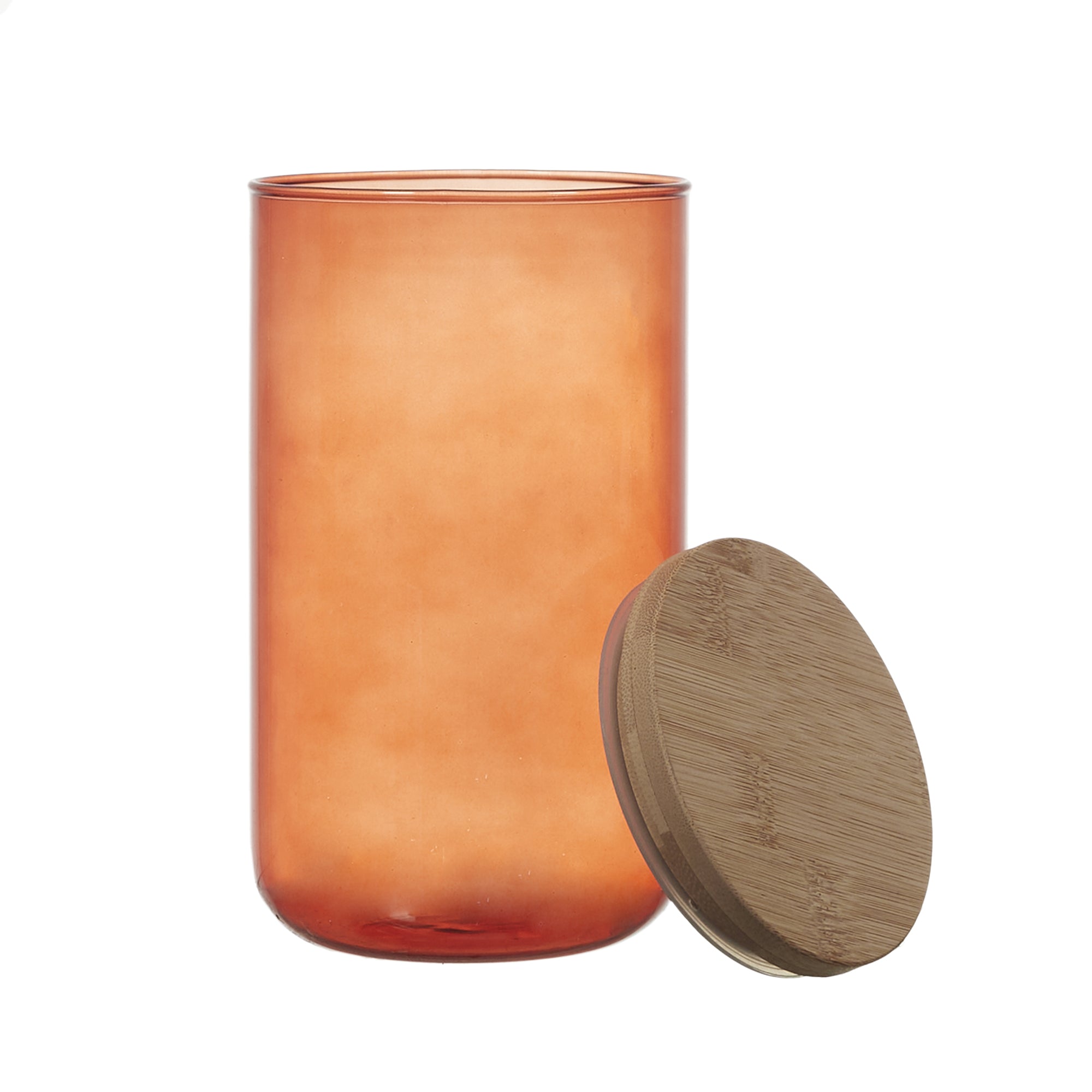 BOCAL VERRE COLORE COUVERCLE BAMBOU 1L