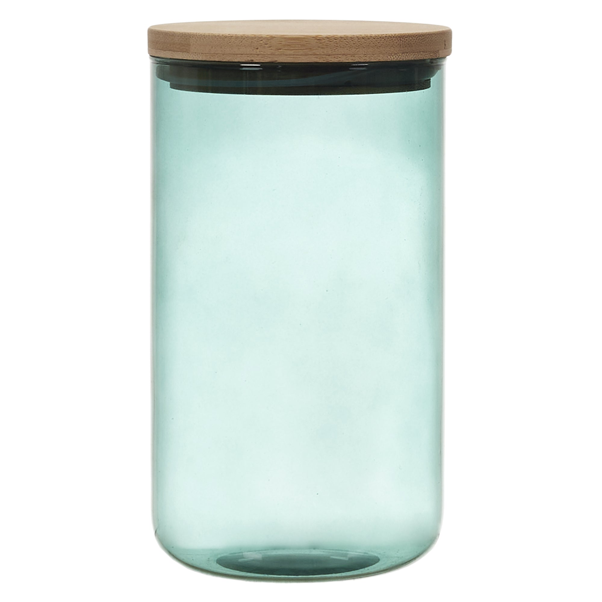 BOCAL VERRE COLORE COUVERCLE BAMBOU 1L