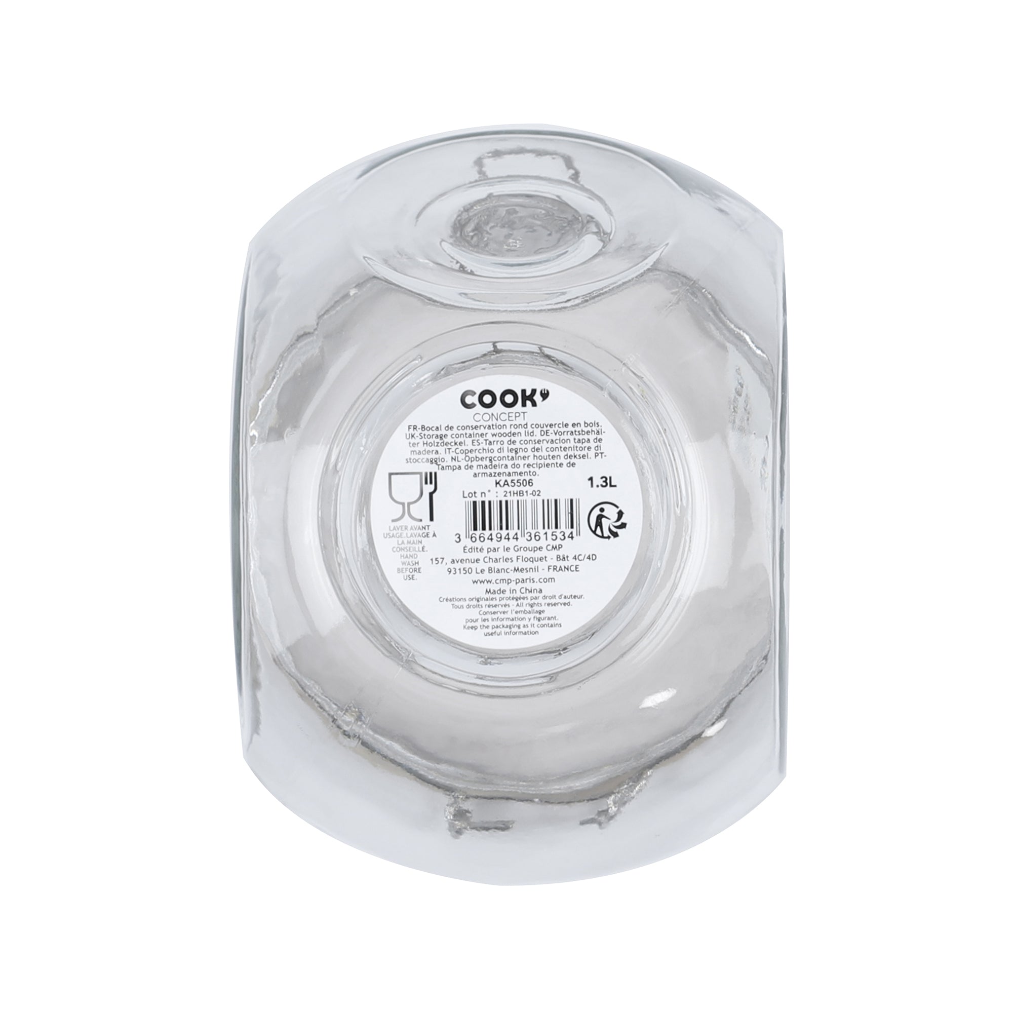 BOCAL DE CONSERVATION ROND COUVERCLE BOIS 1.3L