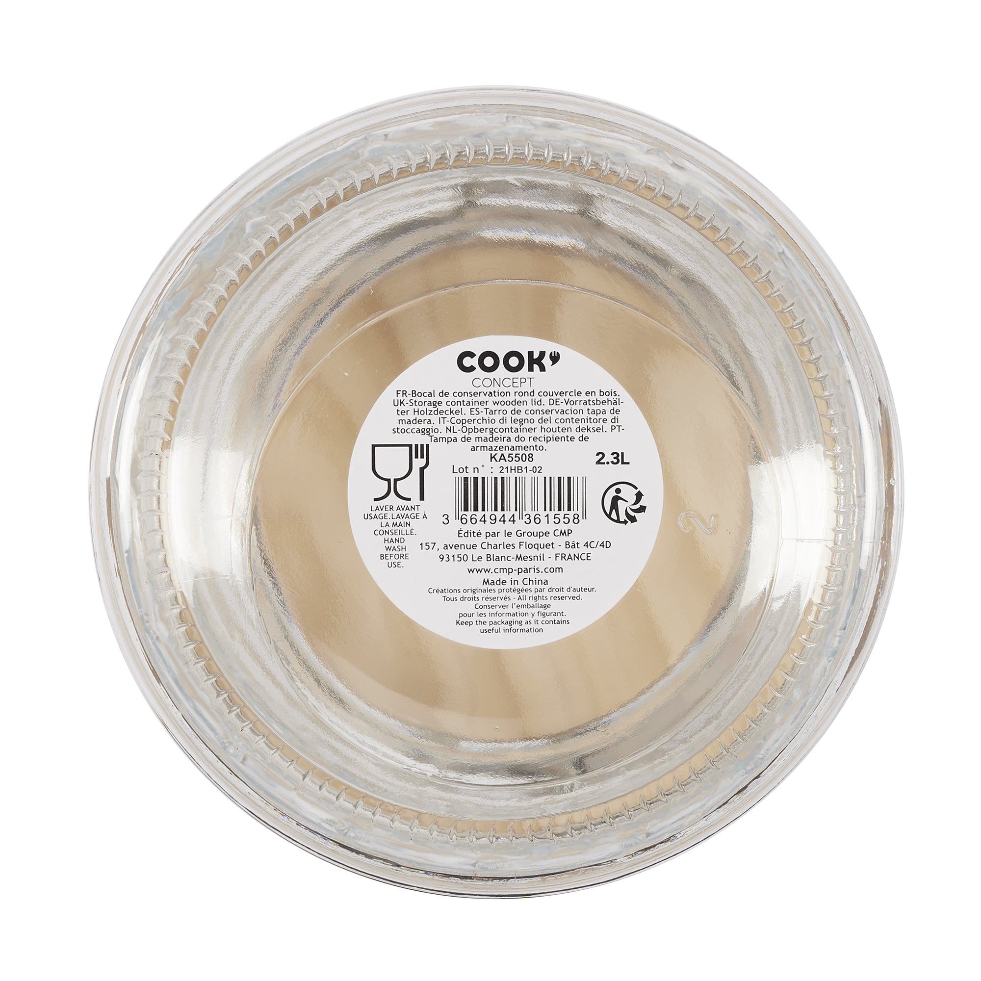 BOCAL DE CONSERVATION COUVERCLE EN BOIS 2.3L