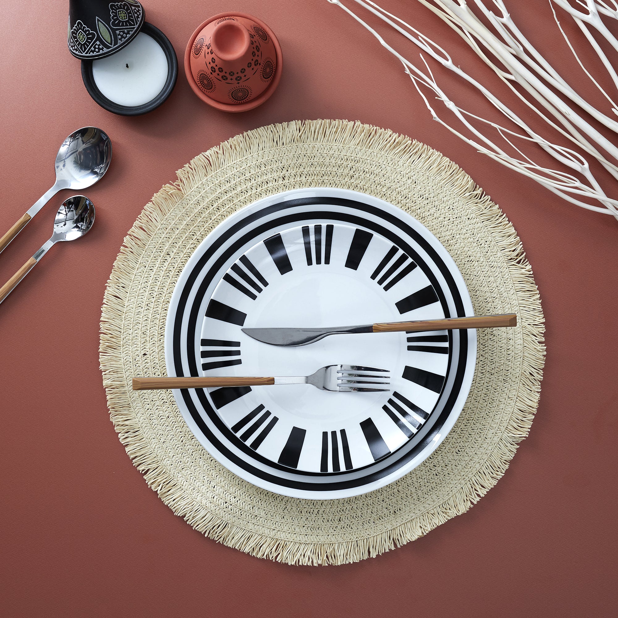 SET DE TABLE ROND FRANGE BEIGE D38CM