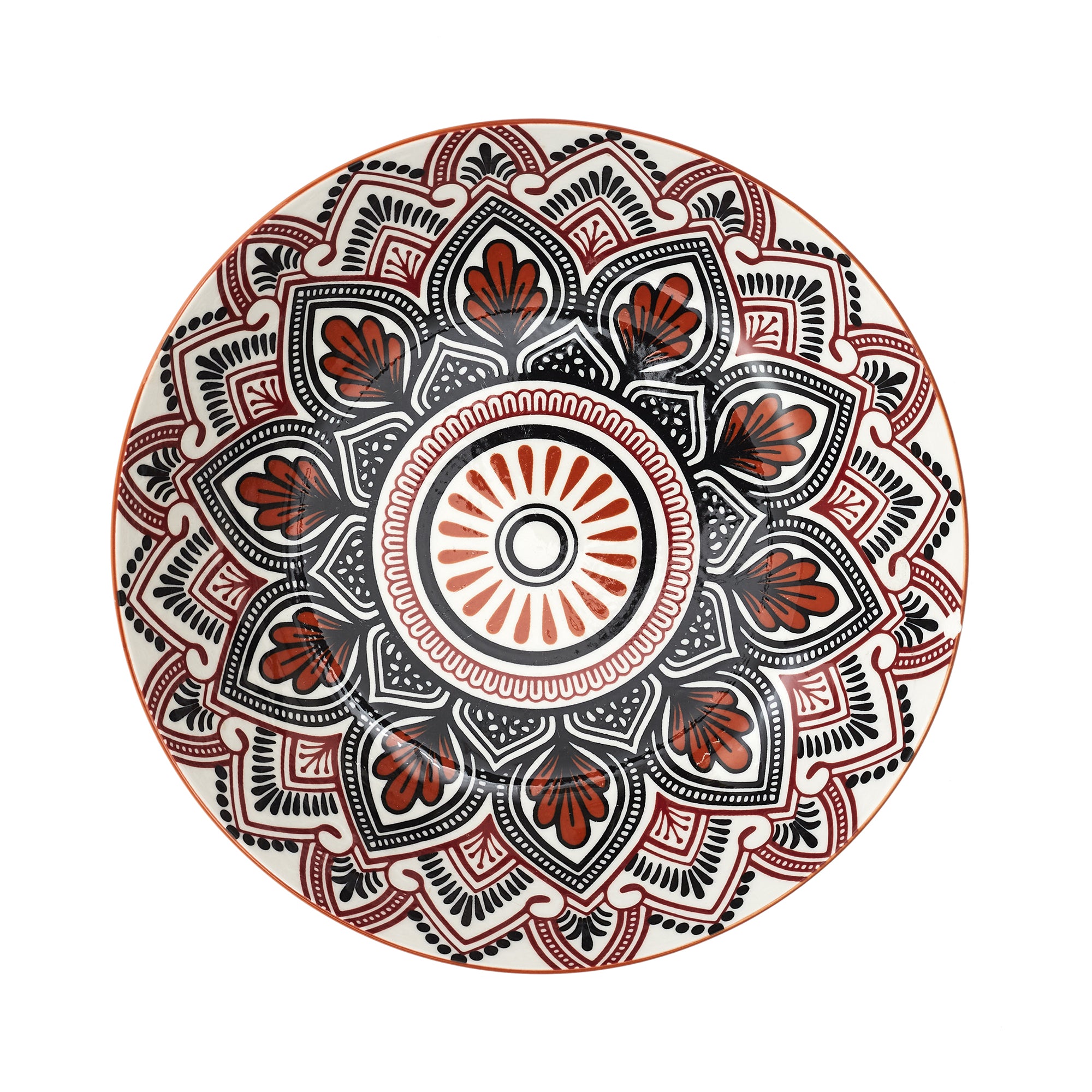 ASSIETTE CREUSE MANDALA ORANGE D20CM - LOT DE 6