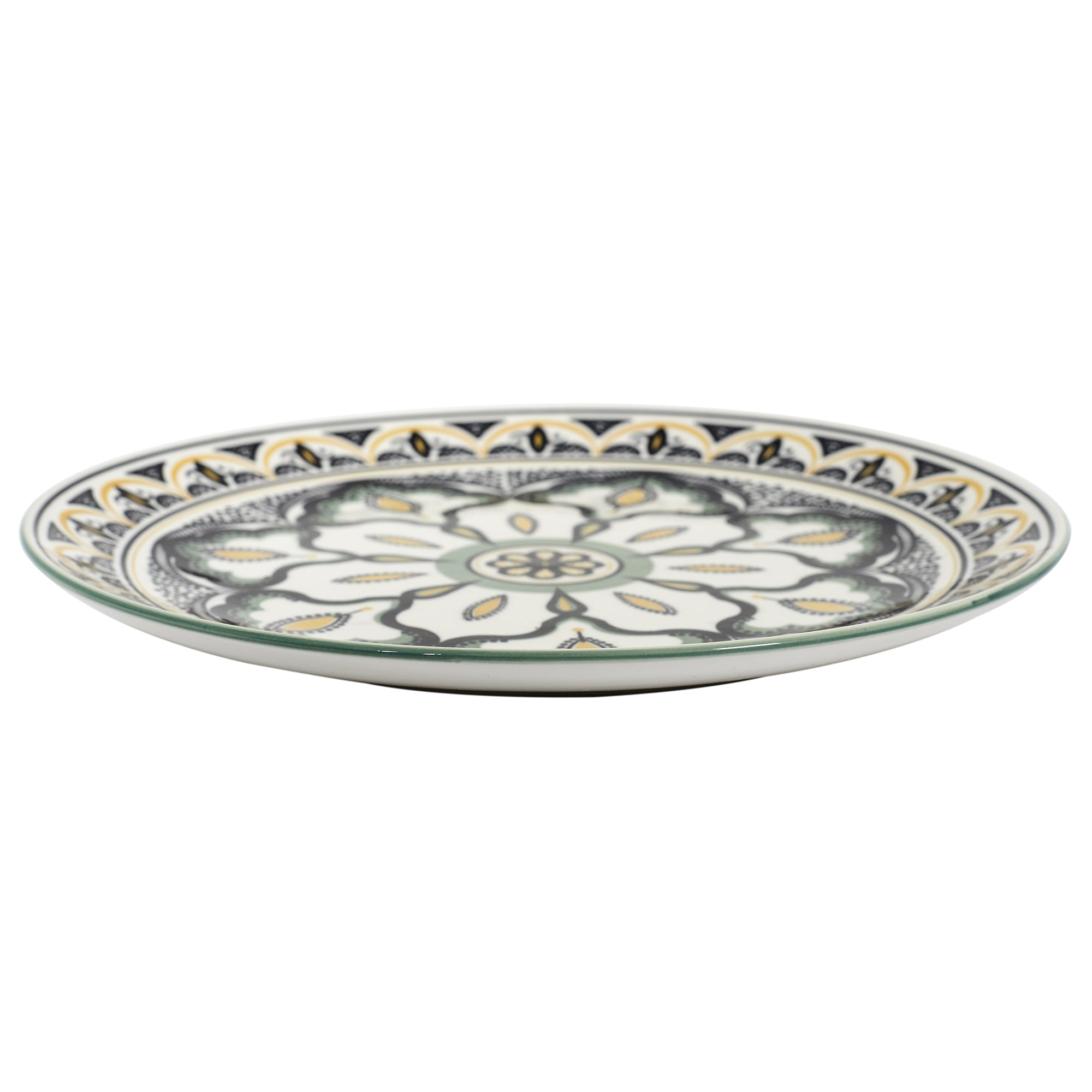 ASSIETTE MANDALA VERT D26CM - LOT DE 6