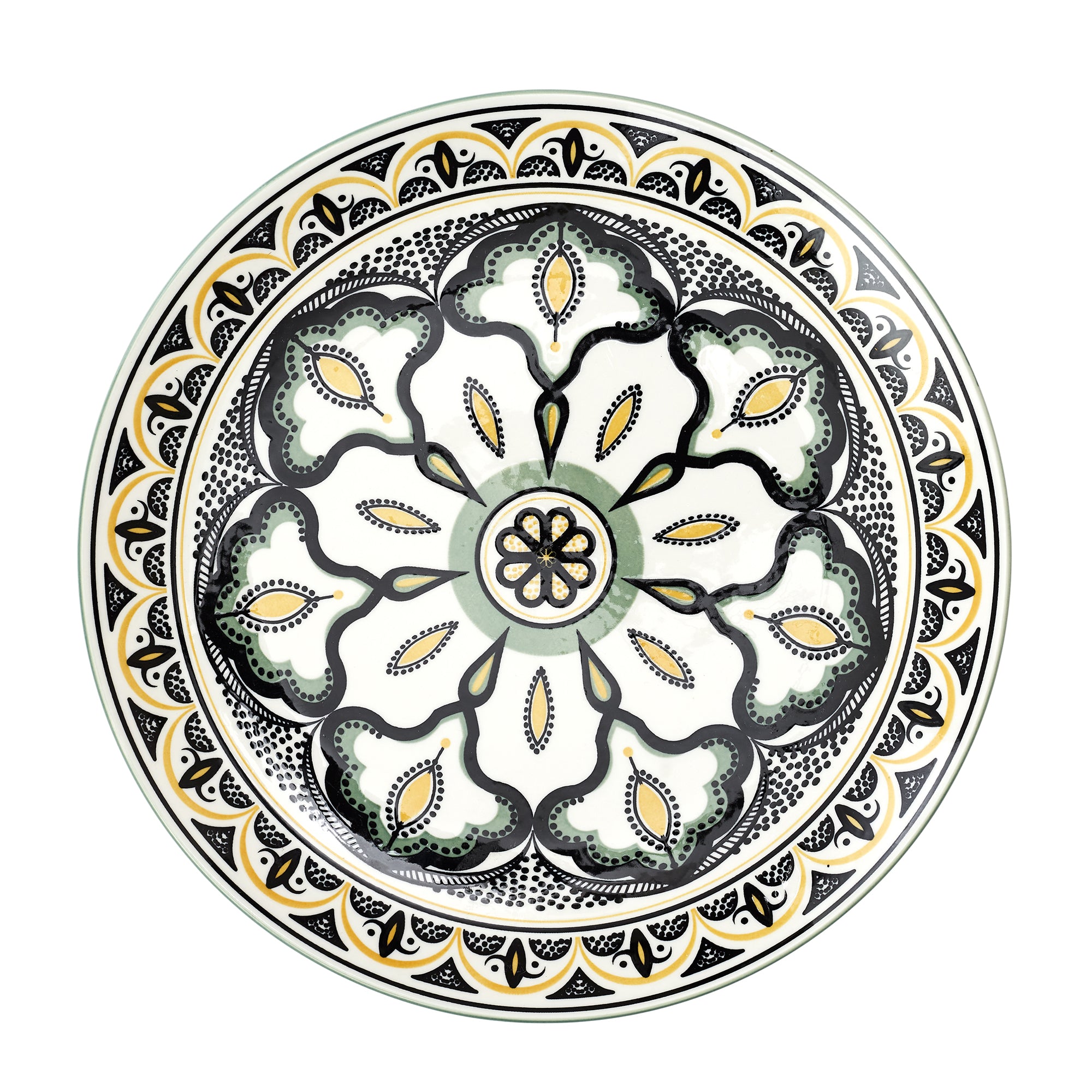 ASSIETTE MANDALA VERT D26CM - LOT DE 6