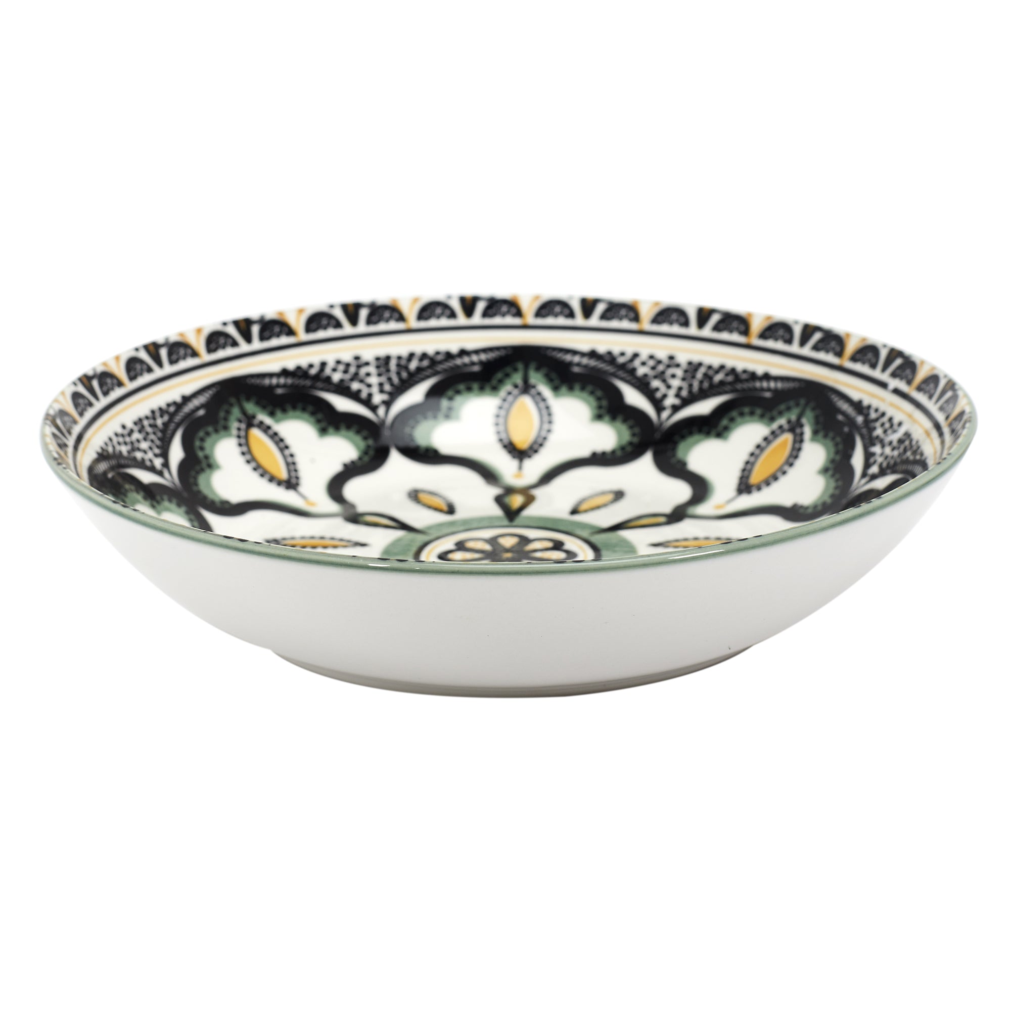 ASSIETTE CREUSE MANDALA VERT D20CM - LOT DE 6