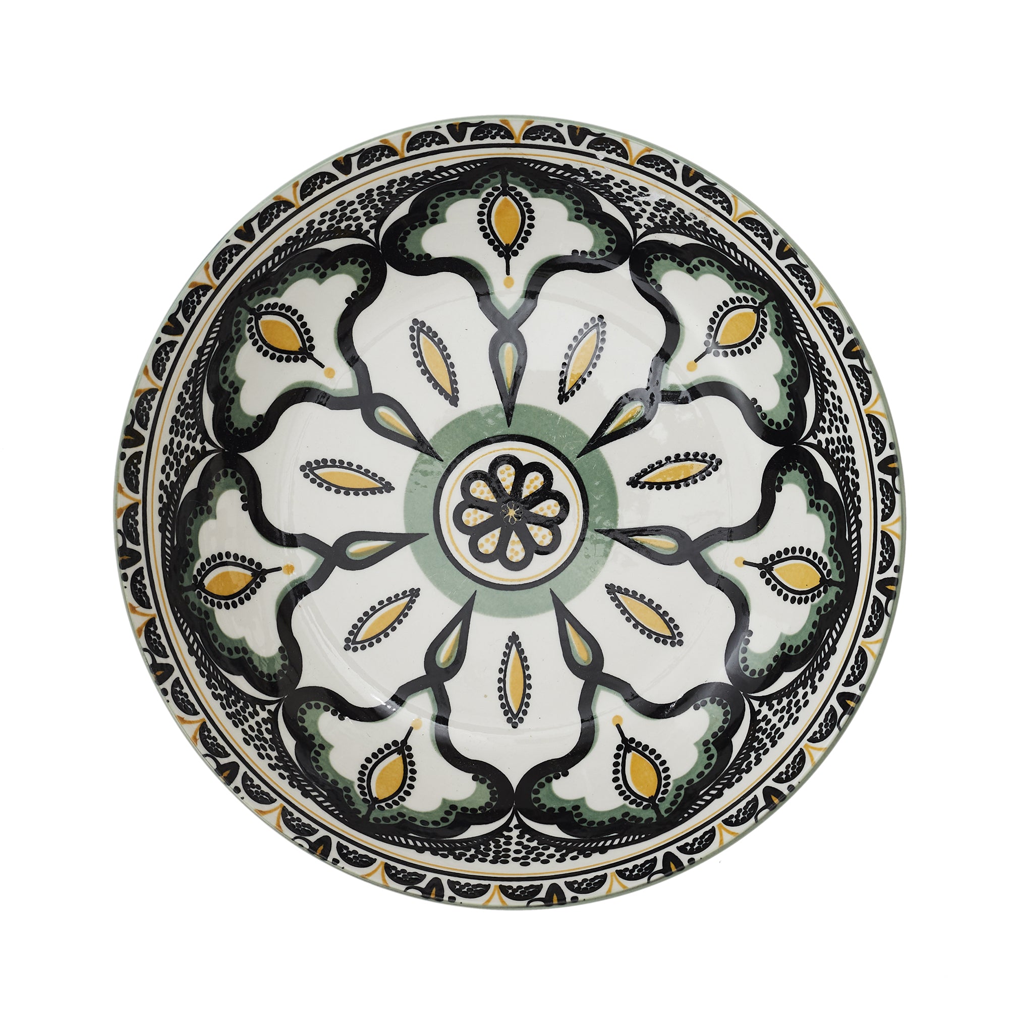 ASSIETTE CREUSE MANDALA VERT D20CM - LOT DE 6