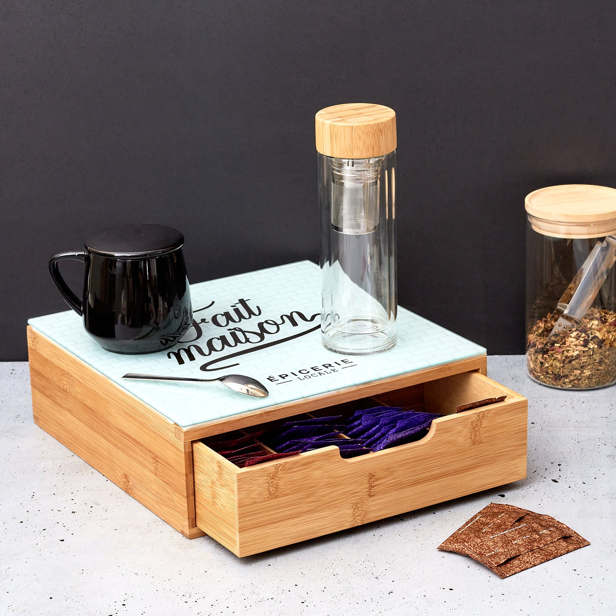 PORTE CAPSULE TIROIR BOIS ET VERRE BROOKLYN
