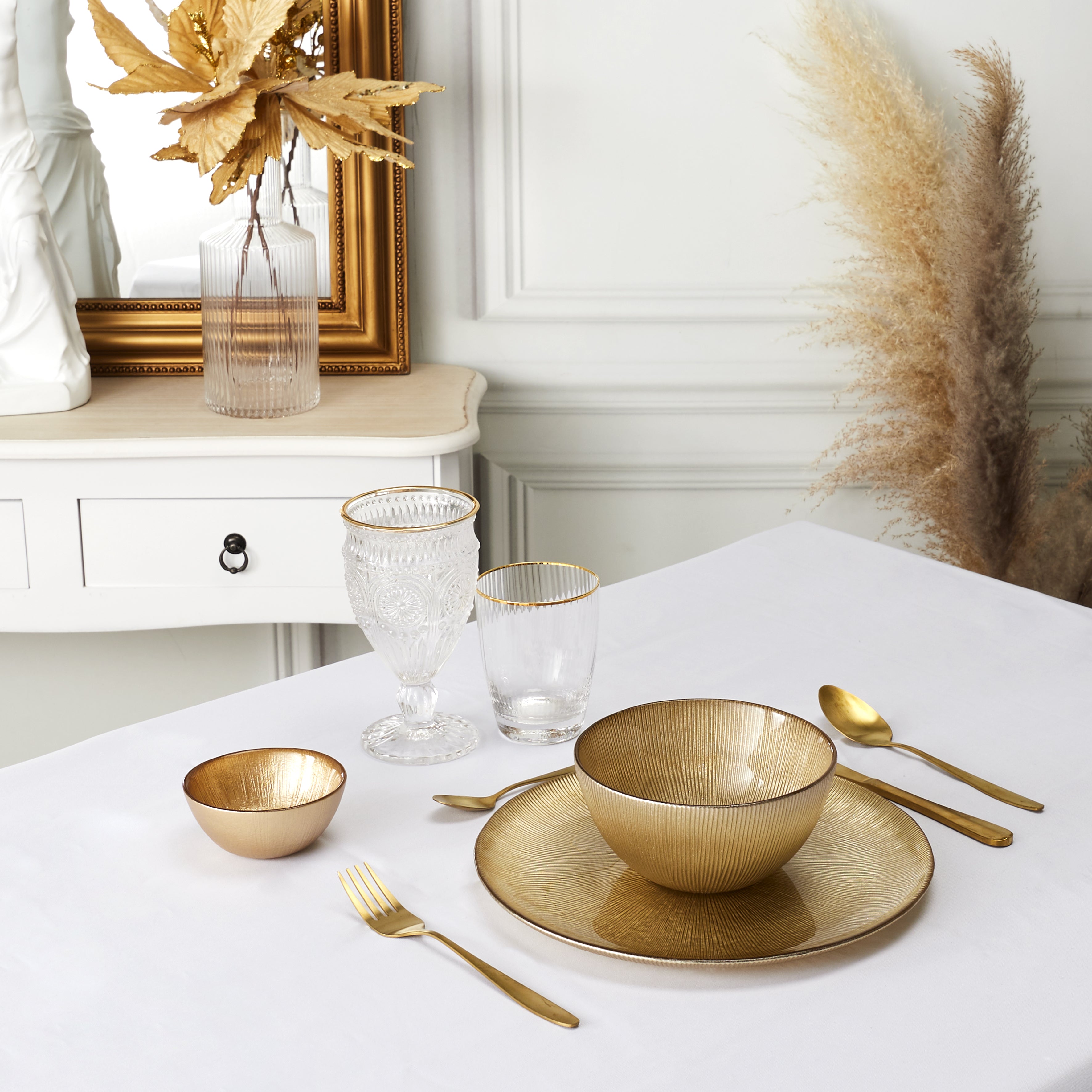 ASSIETTE EN VERRE DOREE D27CM - LOT DE 6