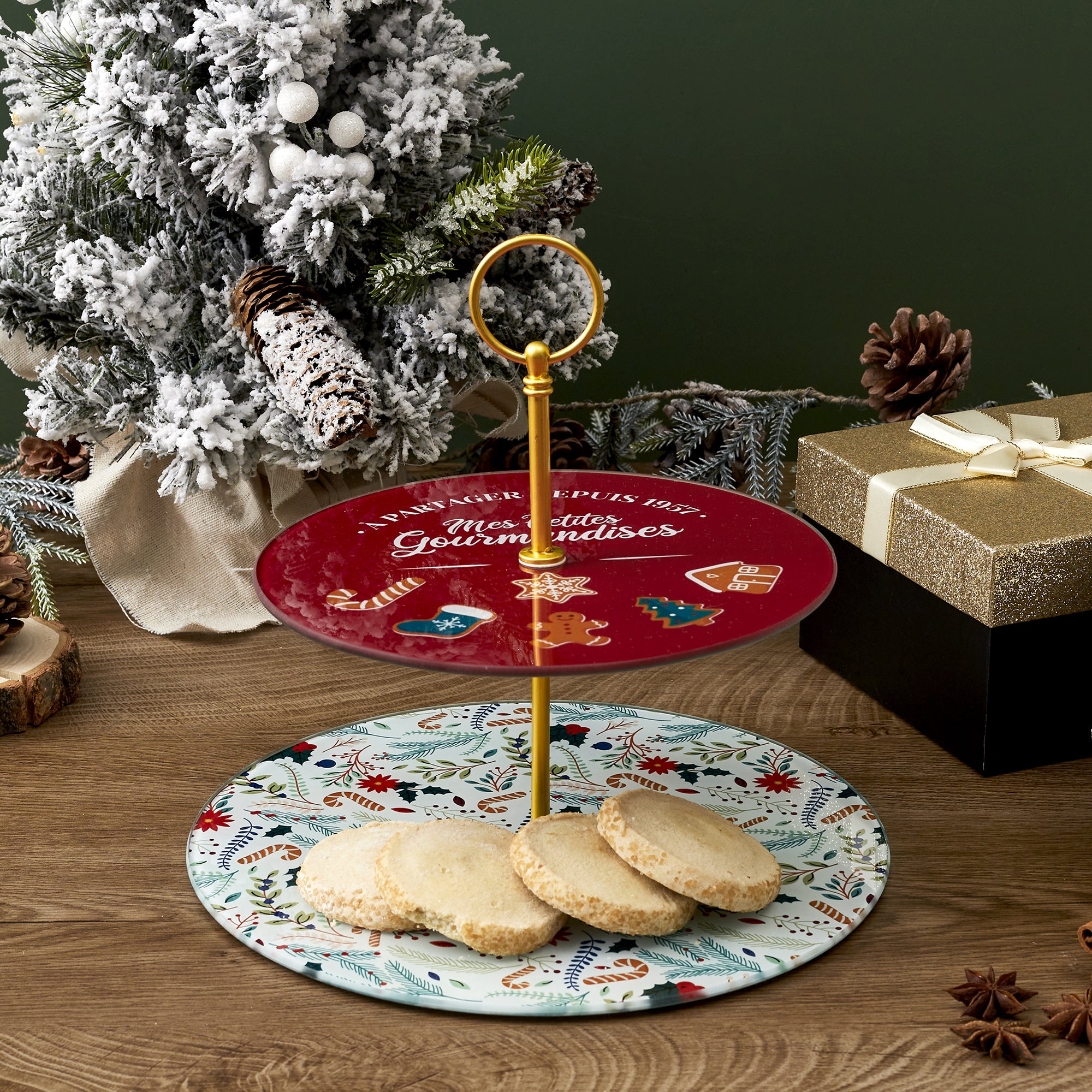 PLATEAU DE PRESENTATION DOUBLE NOEL D25CM