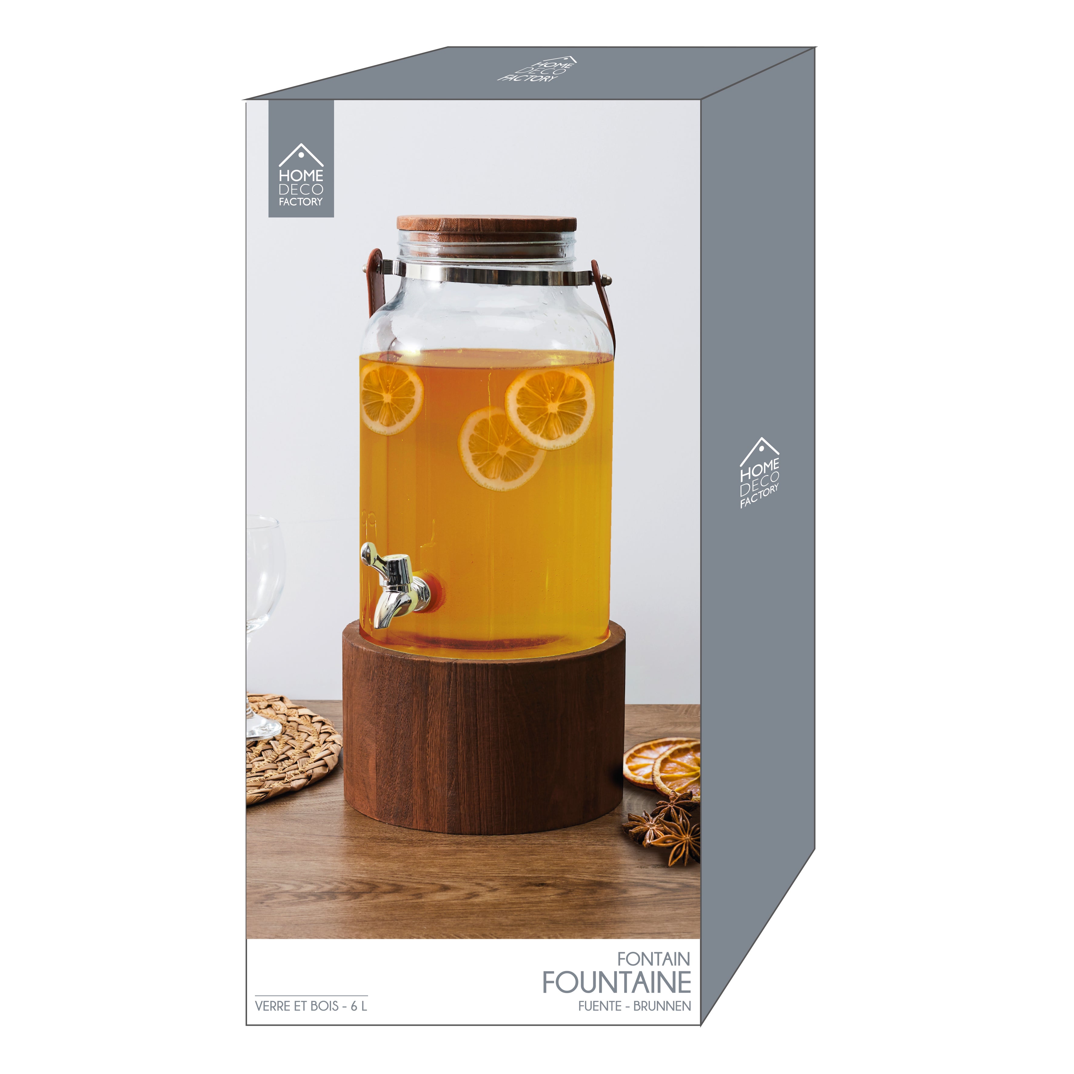 FONTAINE 6L SUPPORT BOIS ET ANSE