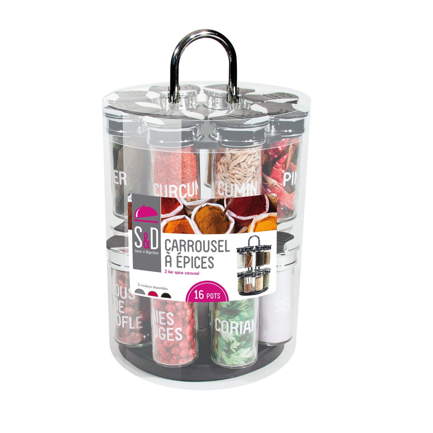 CARROUSEL 2 ETAGES 16 POTS COUVERCLE PLASTIQUE