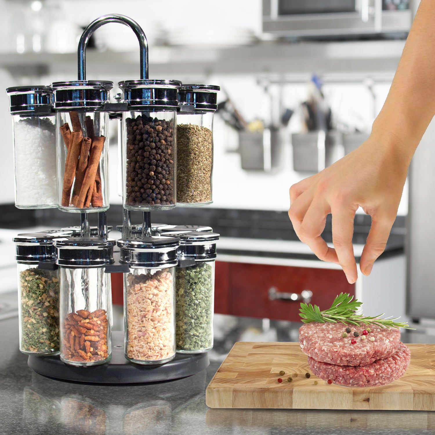 CARROUSEL 2 ETAGES 16 POTS COUVERCLE PLASTIQUE