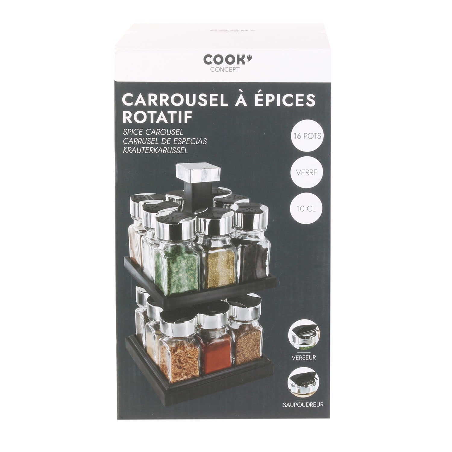 CARROUSEL TOURNANT A ETAGE 16 POTS EN VERRE