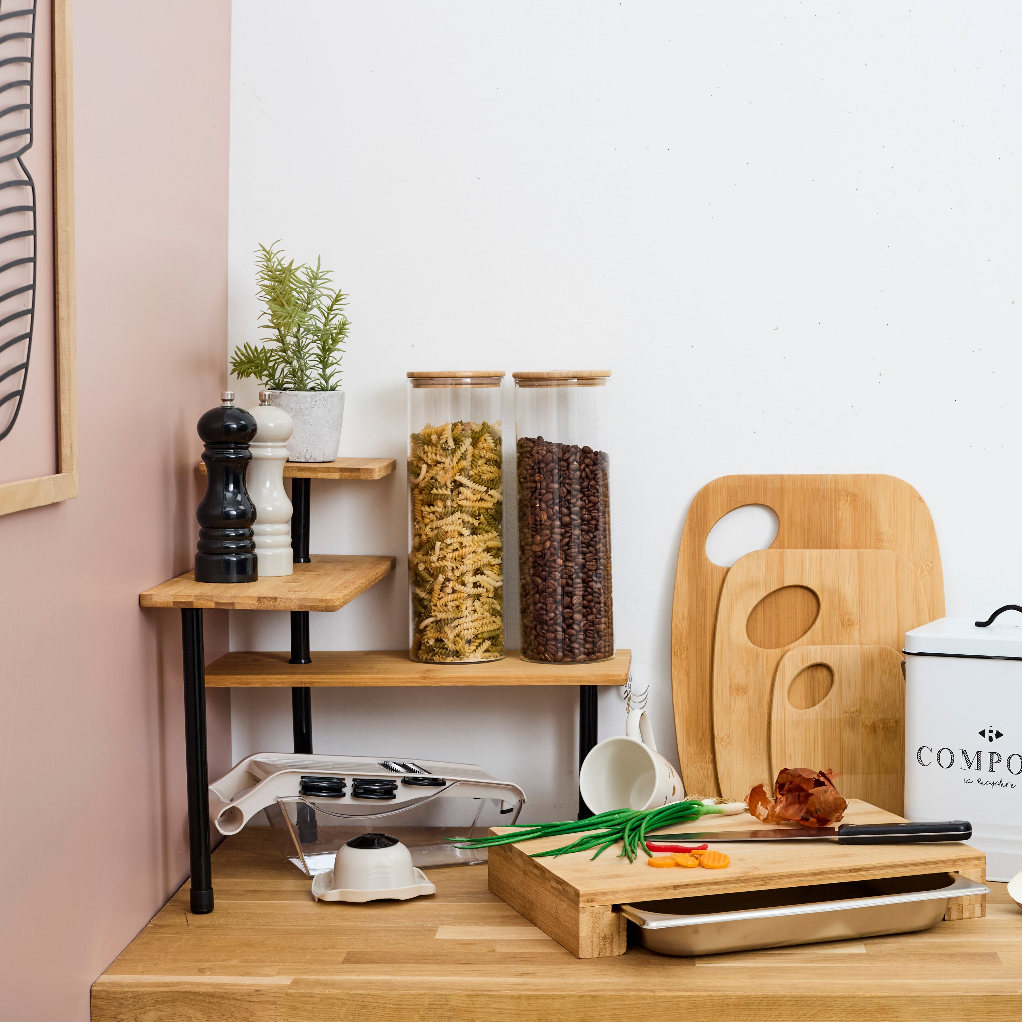 ETAGERE D ANGLE MODULABLE 3 NIVEAUX EN BAMBOU