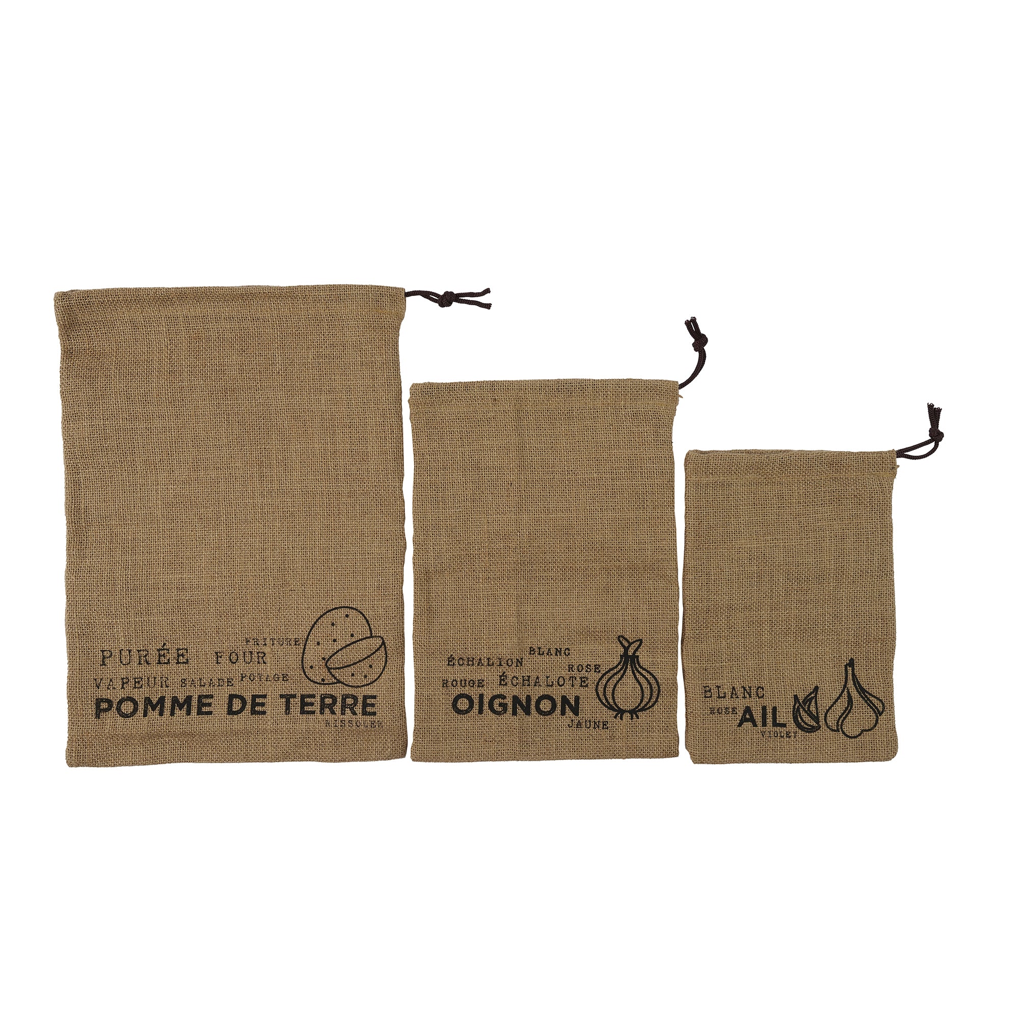 SAC DE CONSERVATION EN TOILE DE JUTE X3