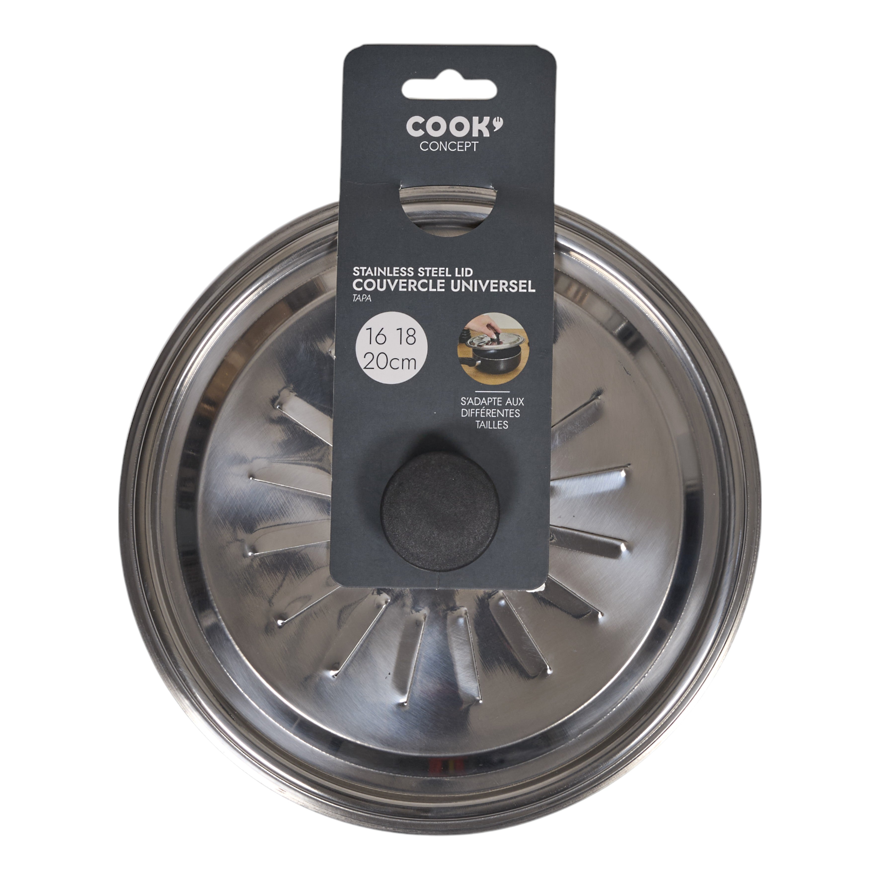 COUVERCLE CUISSON INOX UNIVERSEL 16 18 20CM