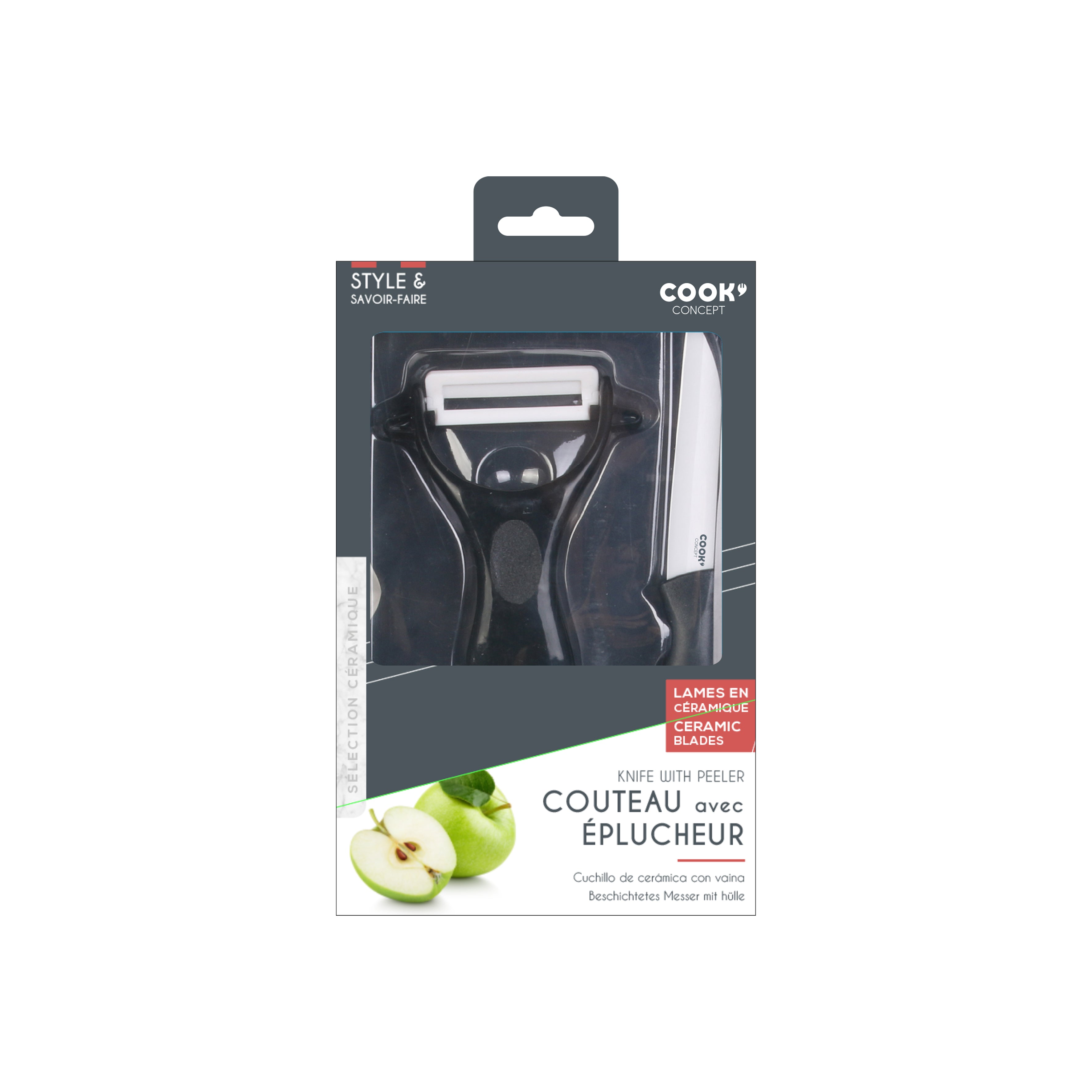 COUTEAU CERAMIQUE 7.5CM AVEC EPLUCHEUR