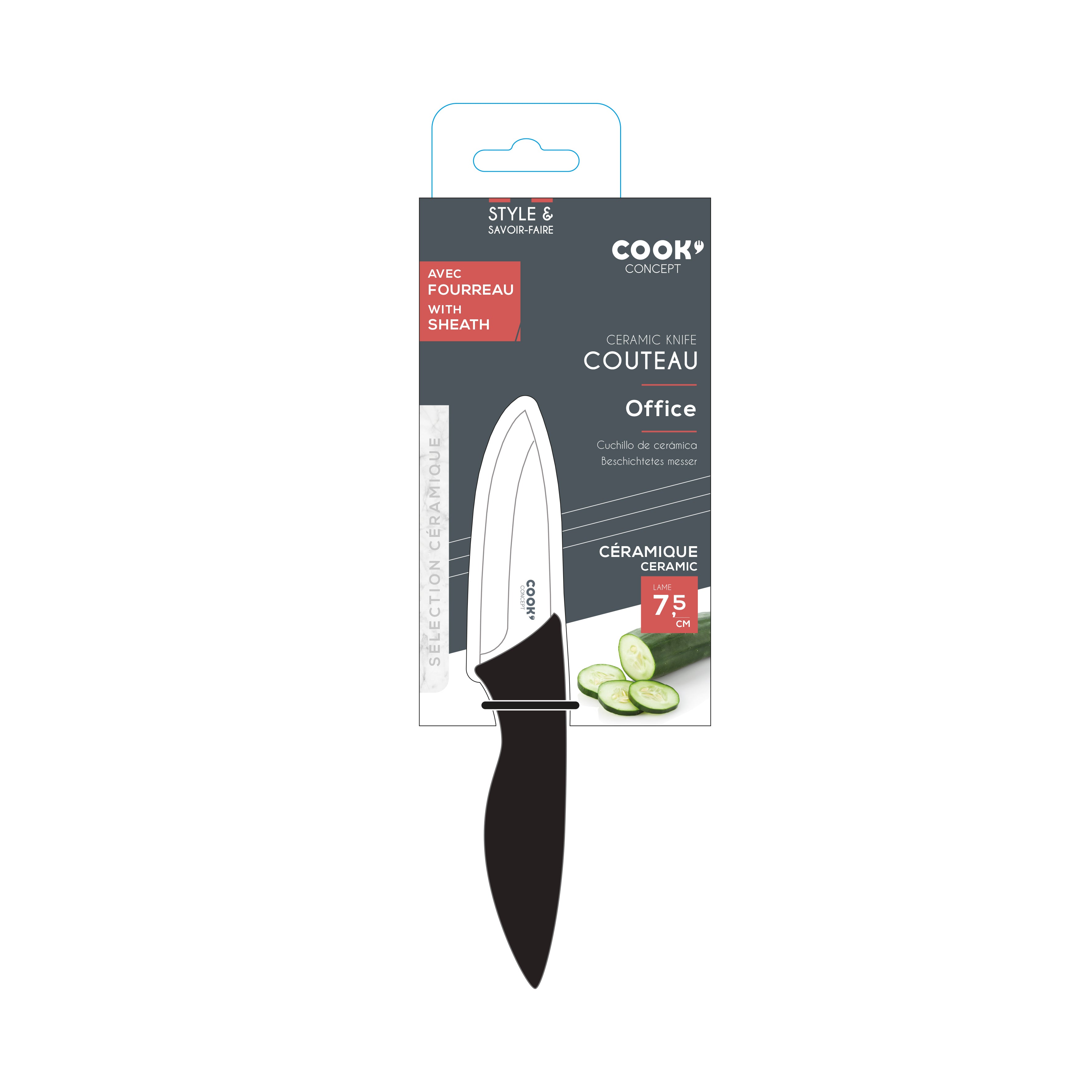 COUTEAU CERAMIQUE 7.5CM MANCHE SOFT AVEC ETUI