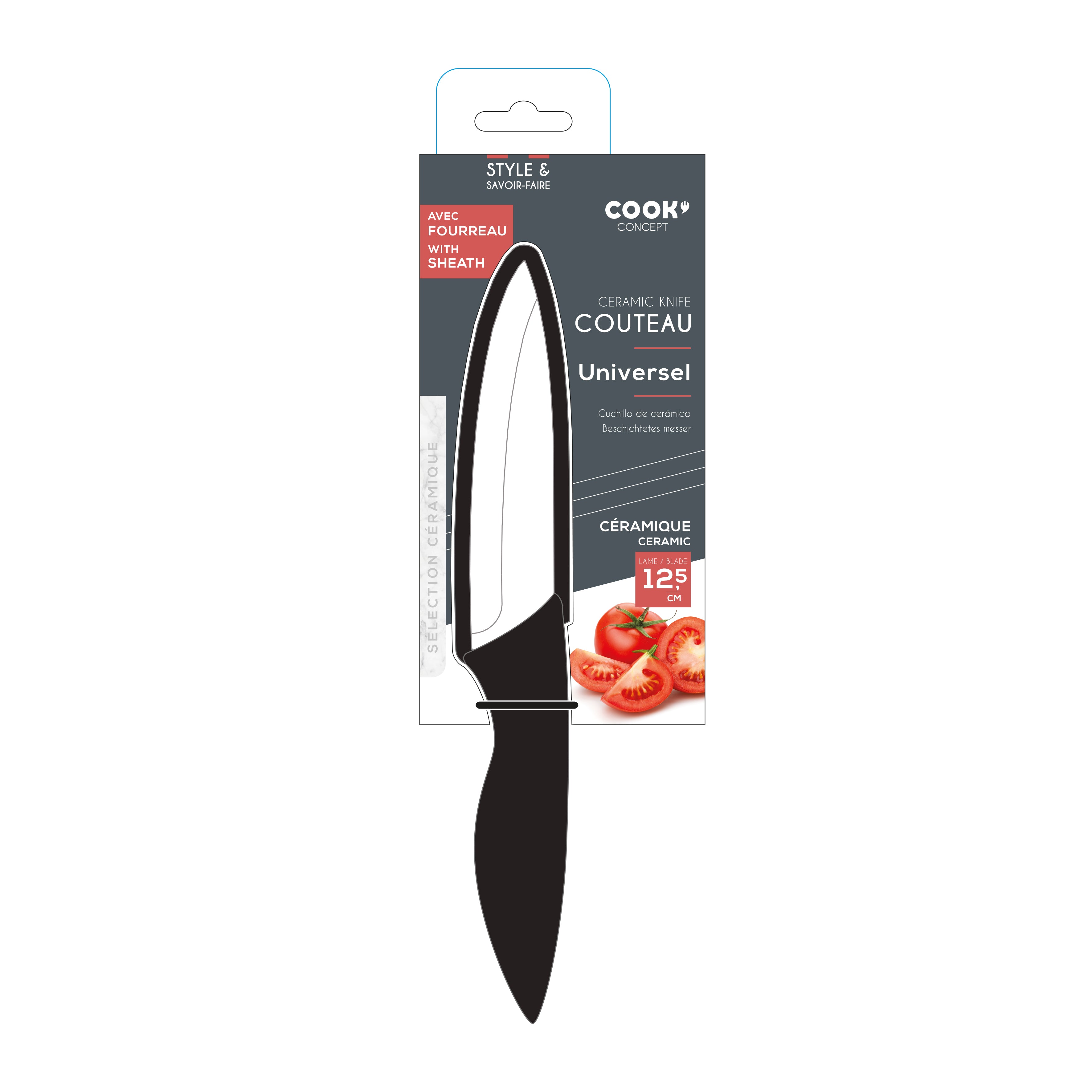 COUTEAU CERAMIQUE 12.5CM MANCHE SOFT AVEC ETUI
