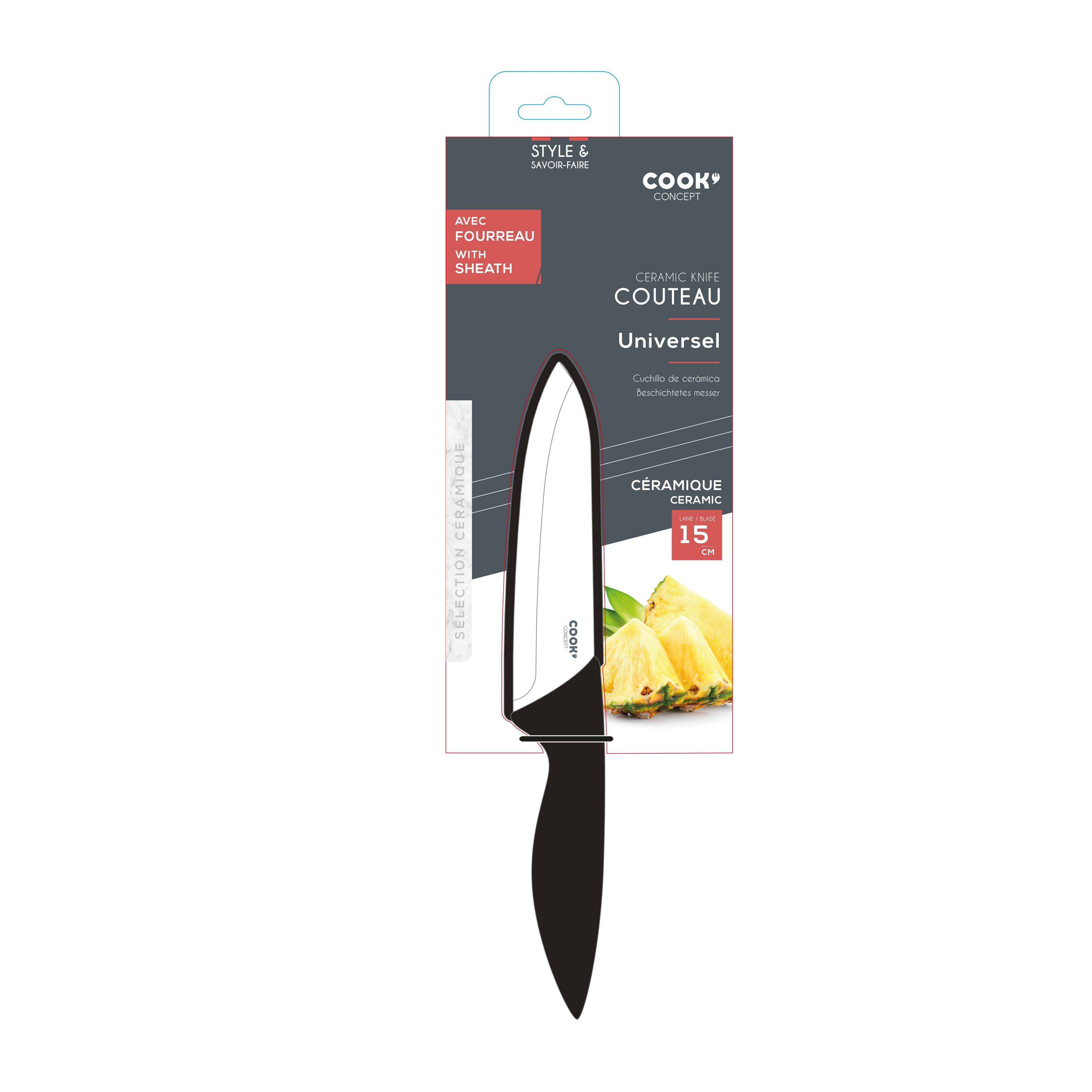 COUTEAU CERAMIQUE 15CM MANCHE SOFT AVEC ETUI
