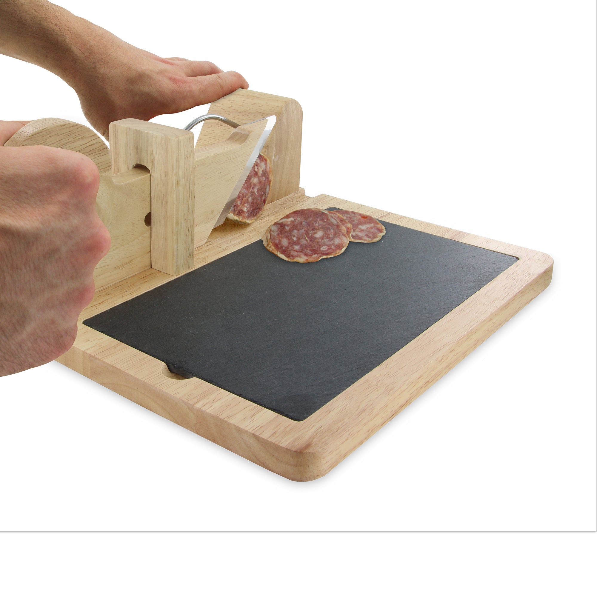 TRANCHEUSE A CHARCUTERIE AVEC PLATEAU ARDOISE