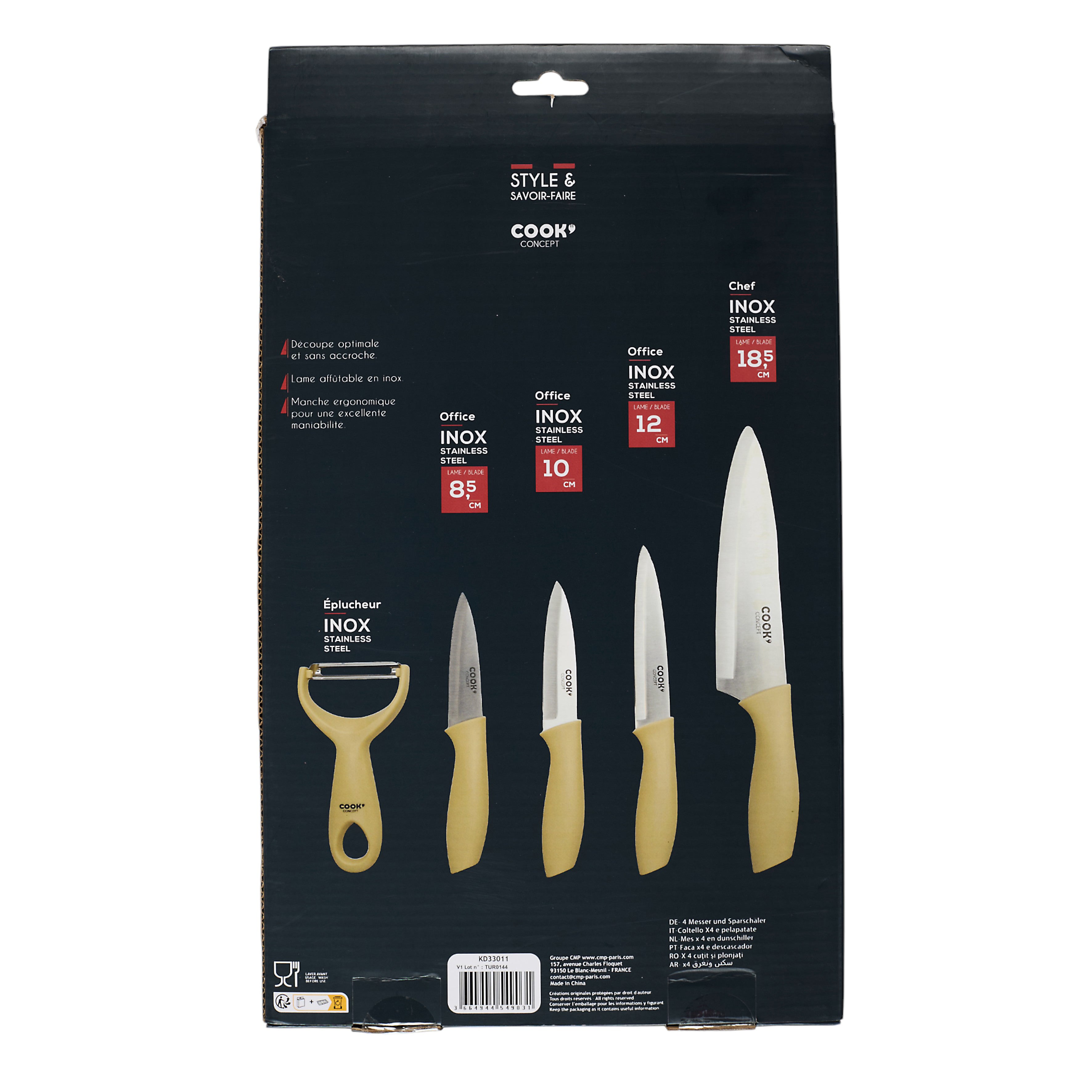 COUTEAU X4 ET EPLUCHEUR MANCHE