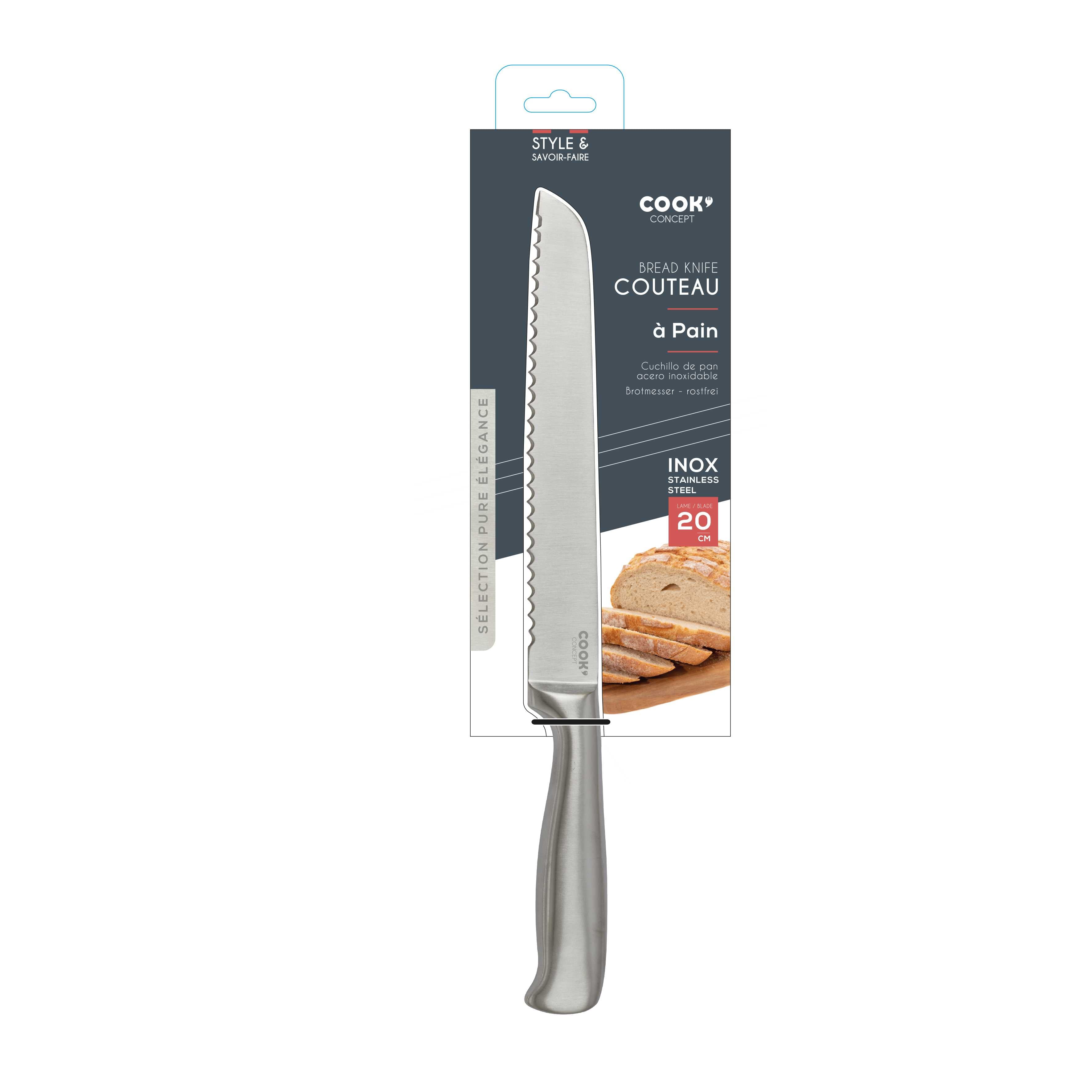 COUTEAU A PAIN ACIER INOXYDABLE LAME 20CM