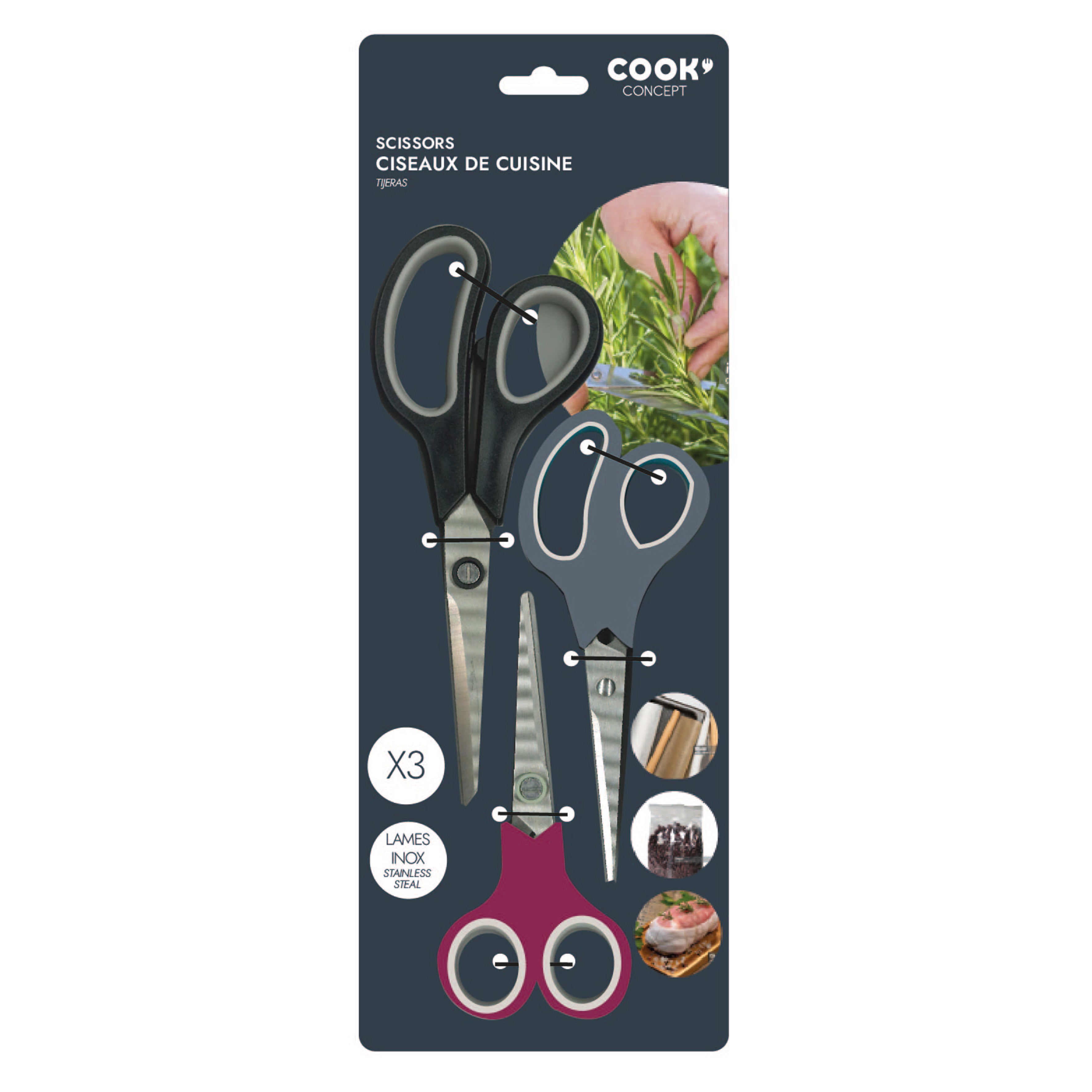 PAIRE DE CISEAUX X3 14 17 21CM