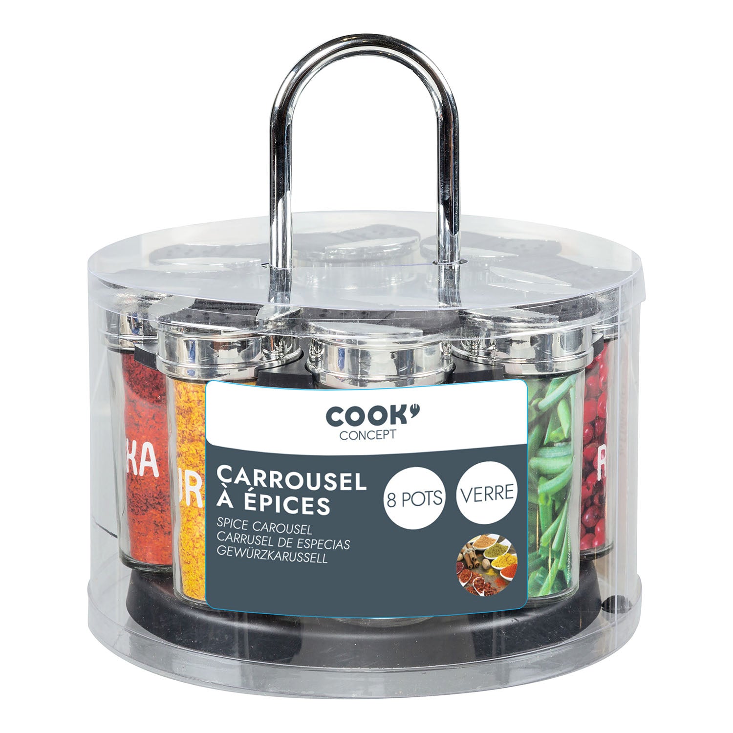 CARROUSEL EPICES 8 POTS COUVERCLE PLASTIQUE