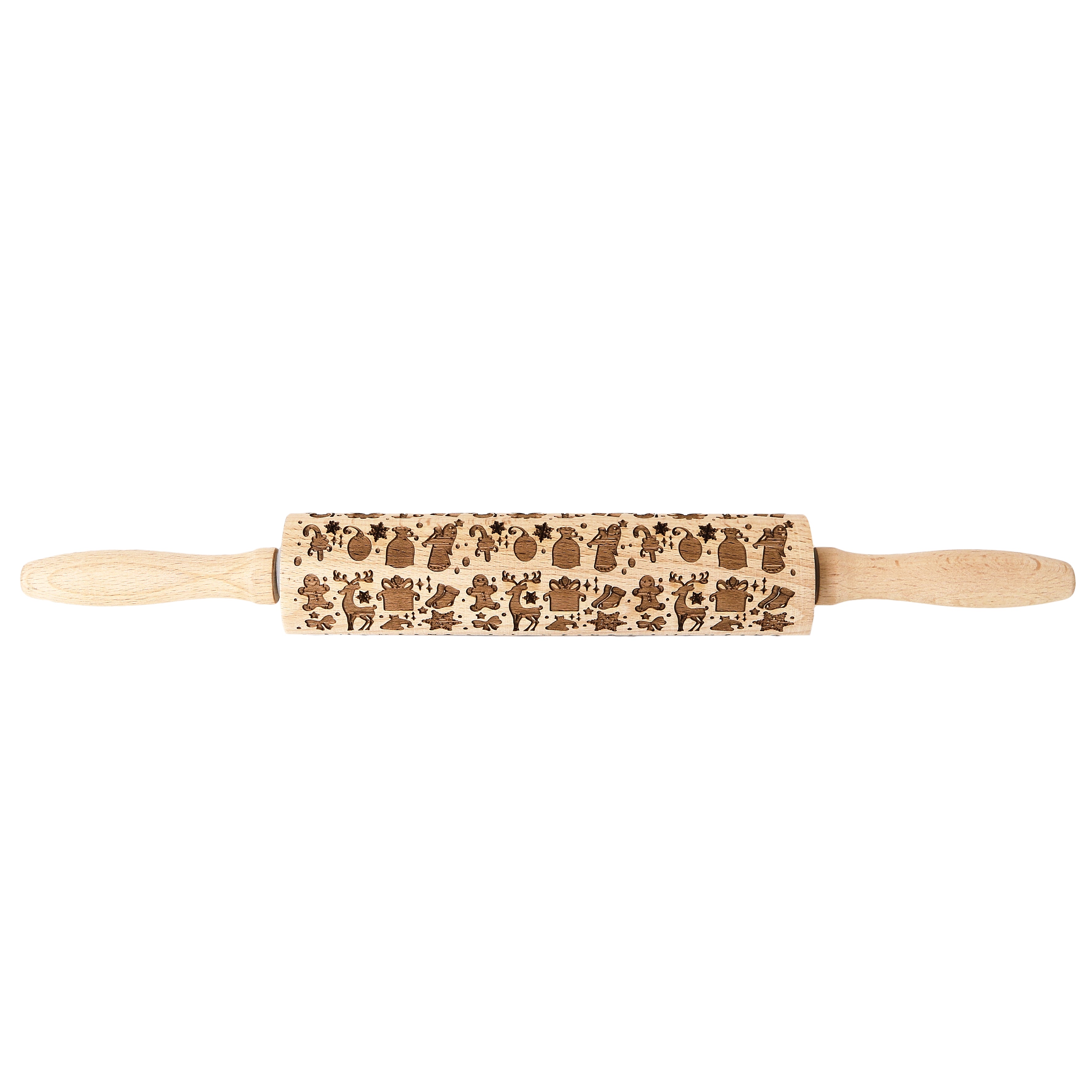 ROULEAU A PATISSERIE EN BOIS EMPREINTE NOEL