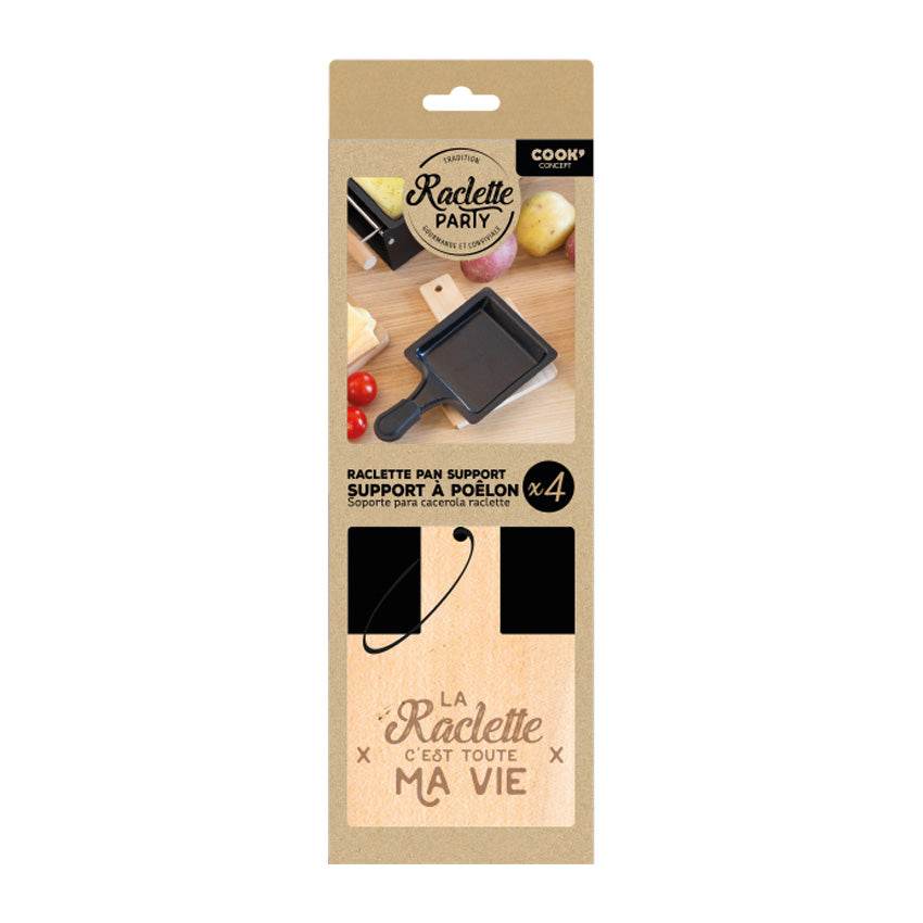 REPOSE POELON A RACLETTE EN BOIS X4