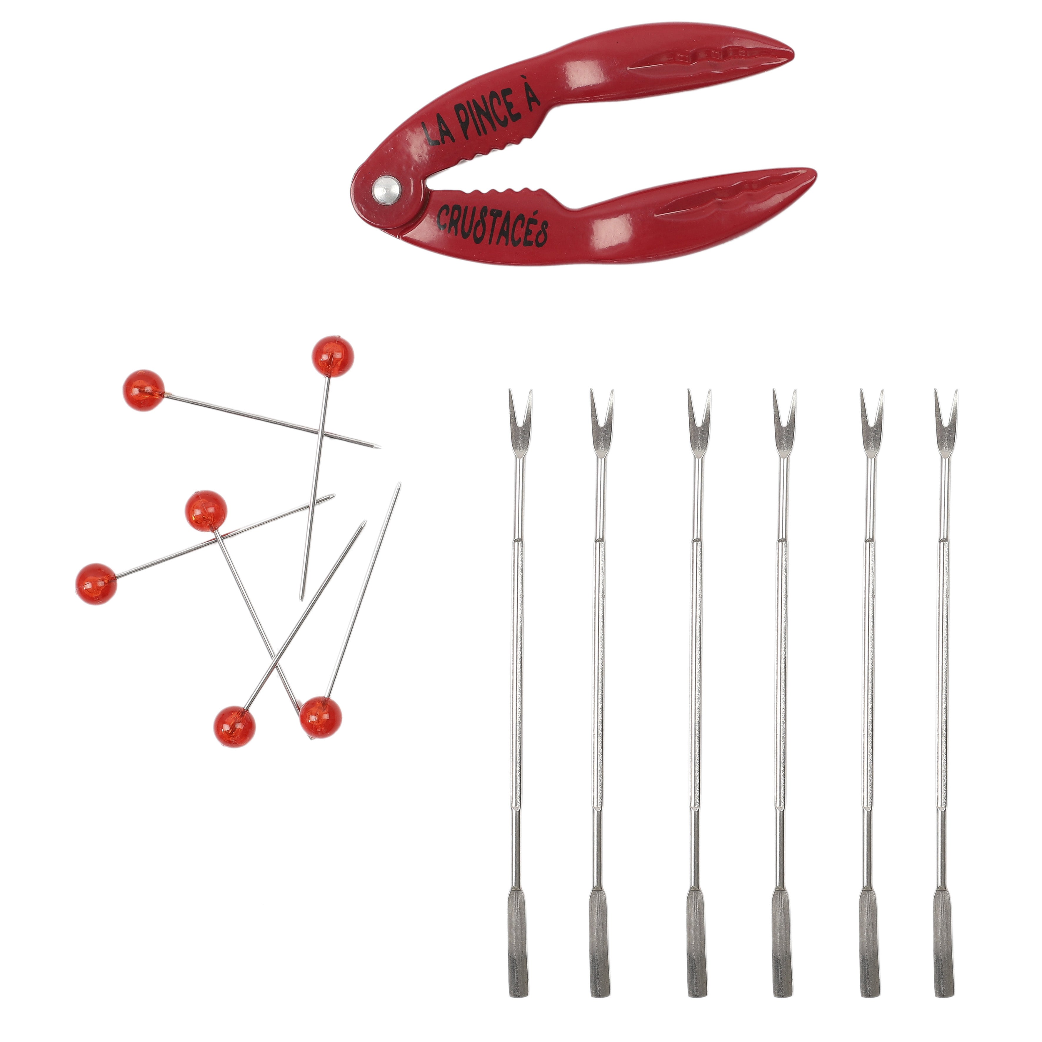 COFFRET CRUSTACES PINCE X1 PIQUE FOURCHETTE X6
