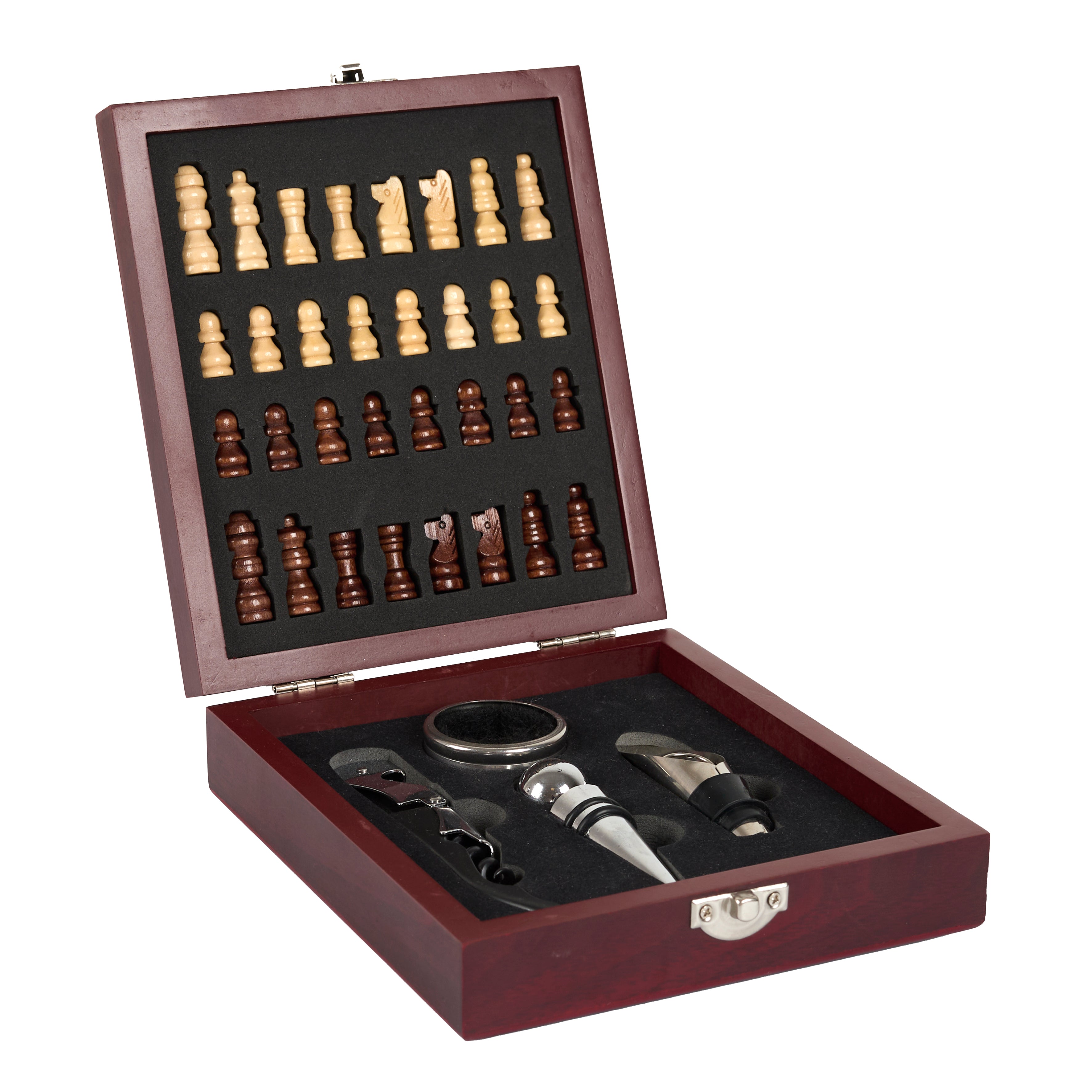 COFFRET VIN 4 PIECES AVEC ECHIQUIER