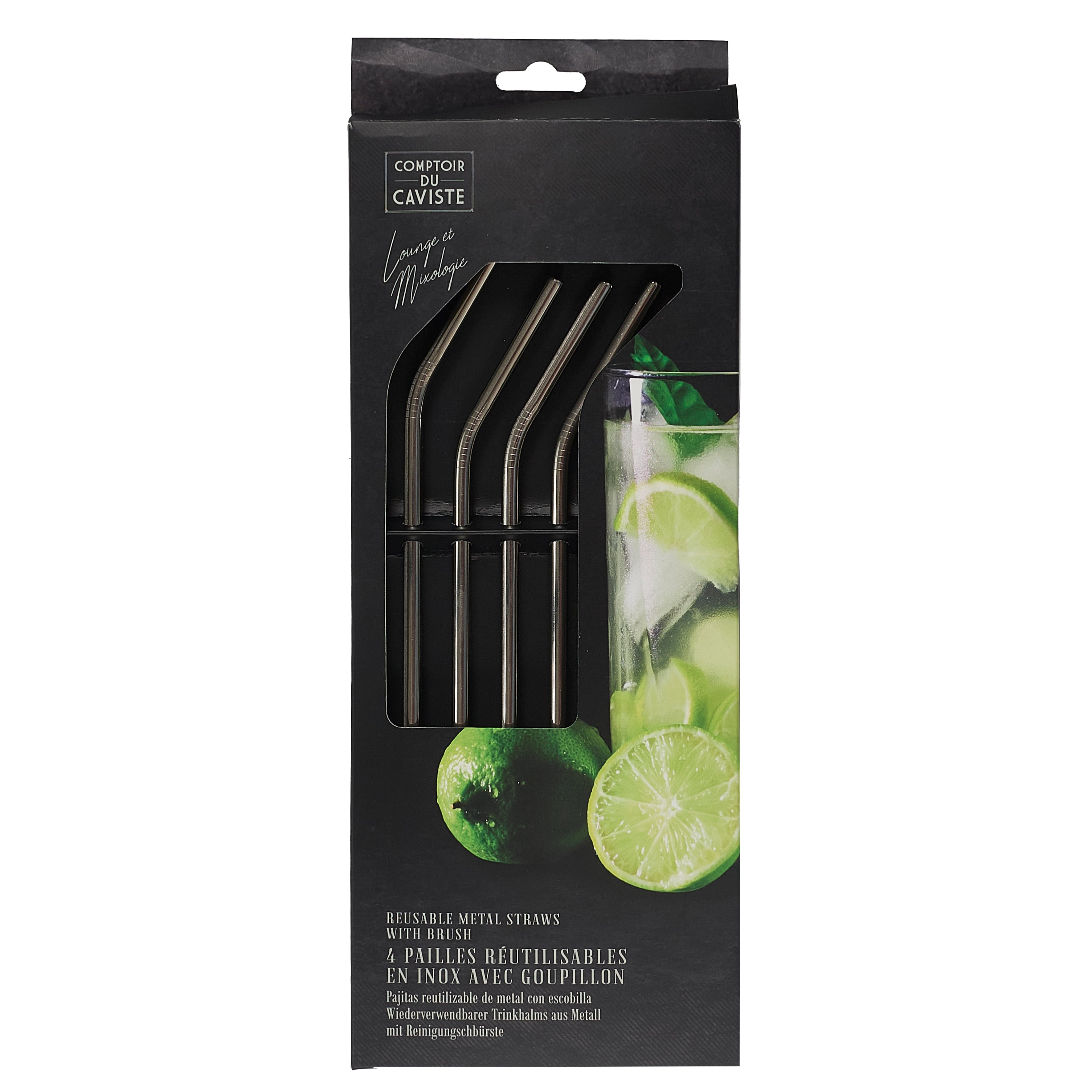 PAILLE EN INOX X4 AVEC GOUPILLON