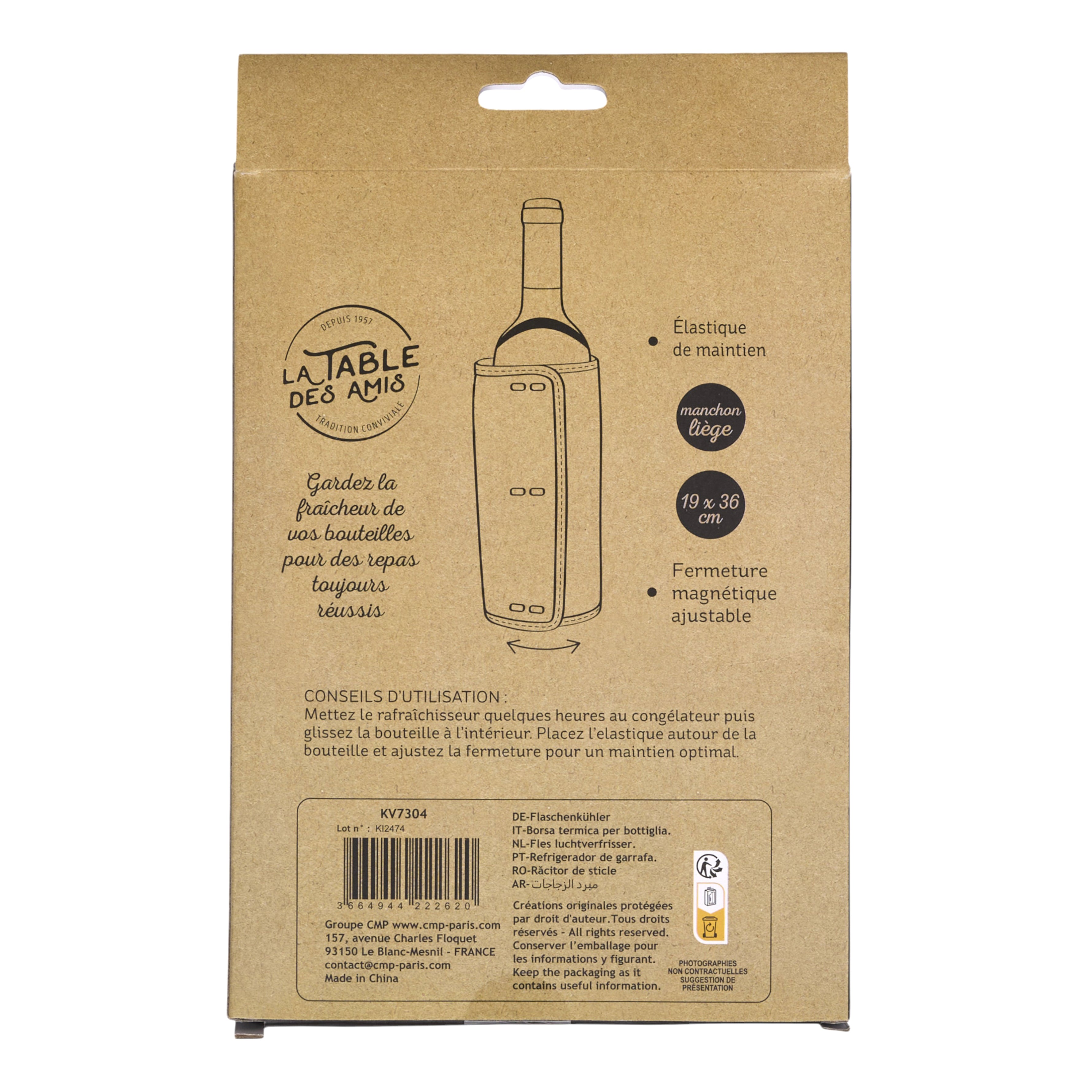 RAFRAICHISSEUR BOUTEILLE FERMETURE REGLABLE