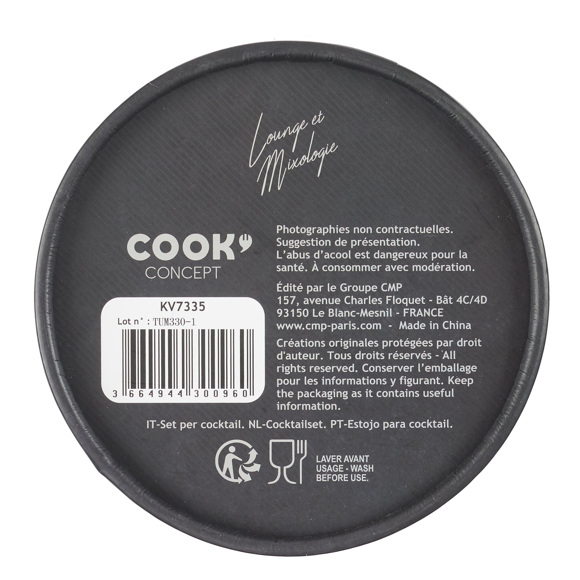 COFFRET A COCKTAIL 4 ACCESSOIRES NOIRS