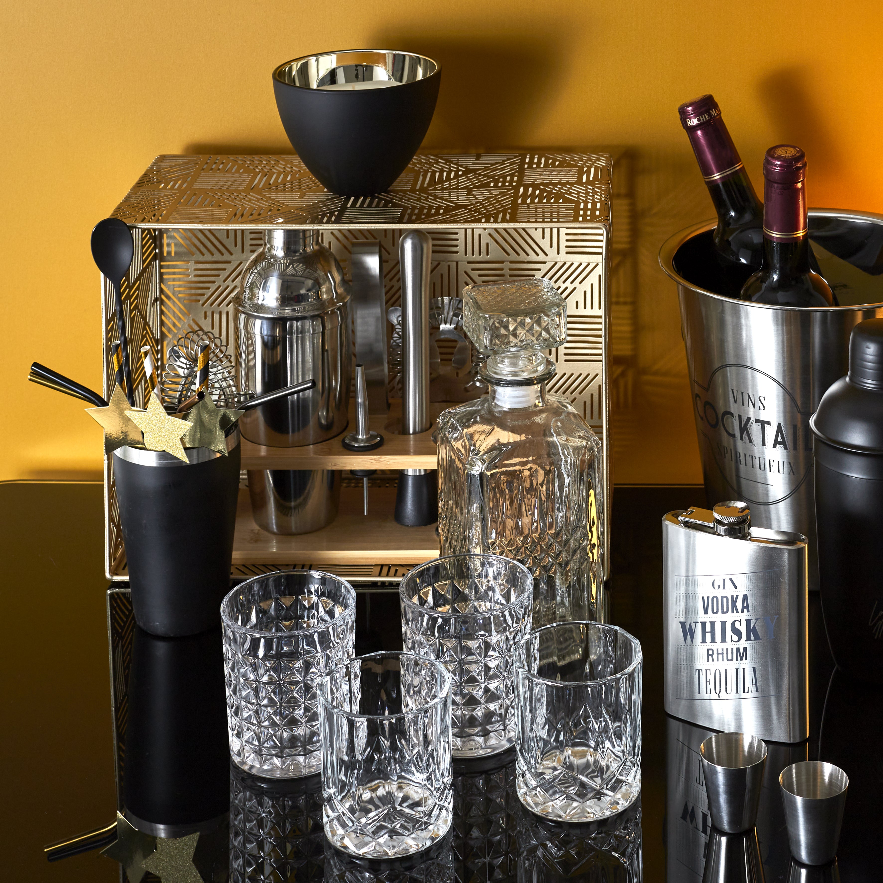 COFFRET A COCKTAIL 4 ACCESSOIRES NOIRS