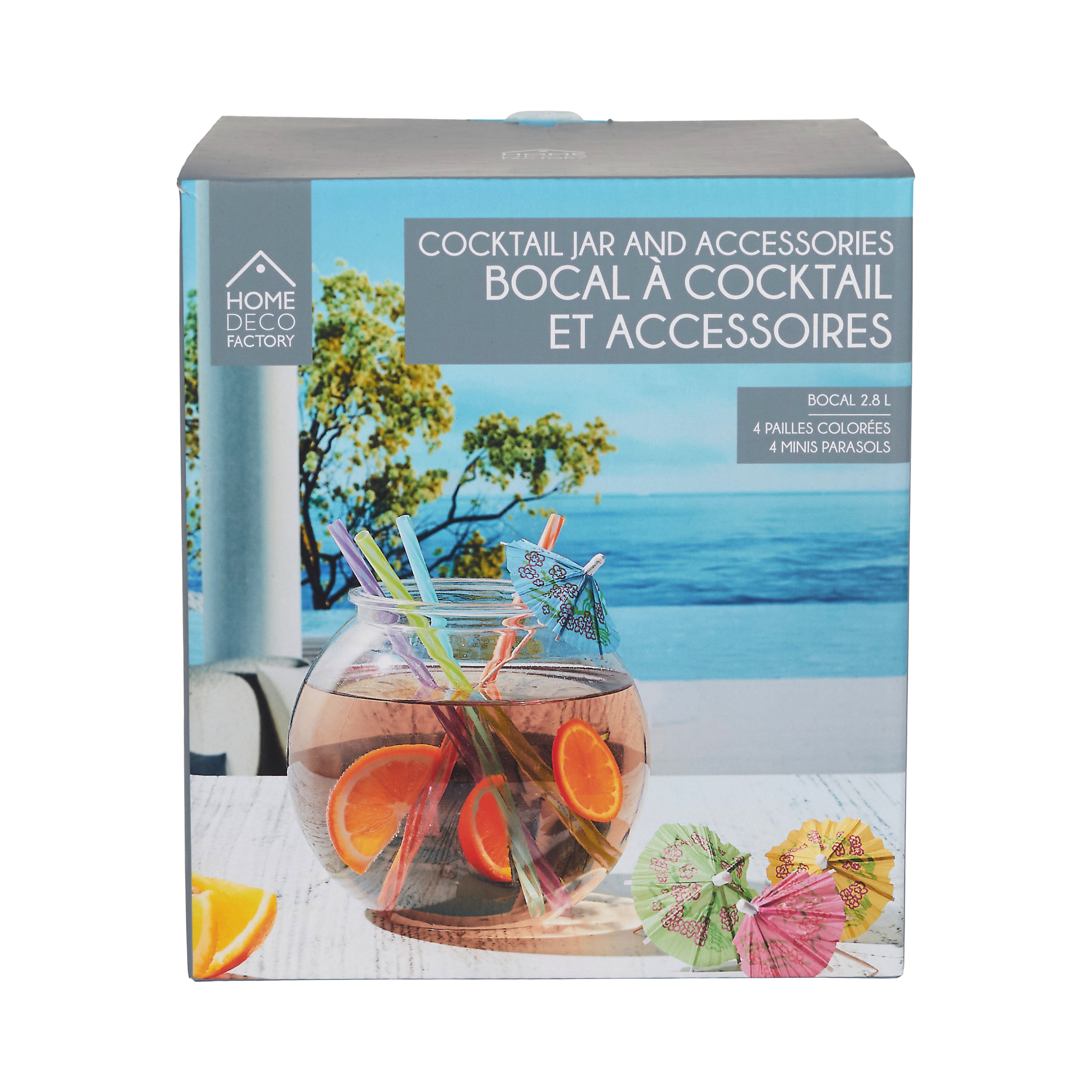 BOCAL A COCKTAIL 4 PAILLES ET MINI PARASOL