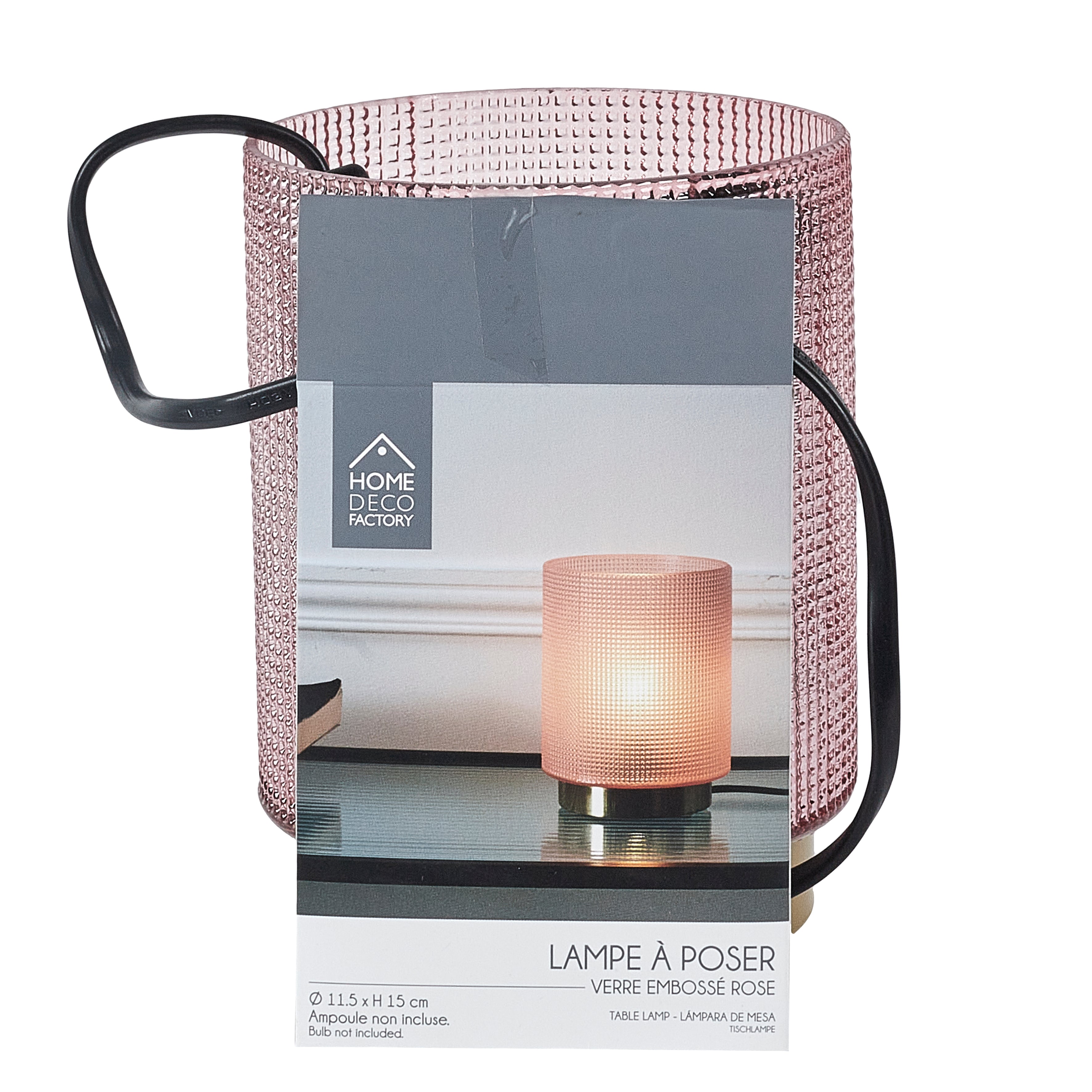 LAMPE A POSER VERRE EMBOSSE ROSE